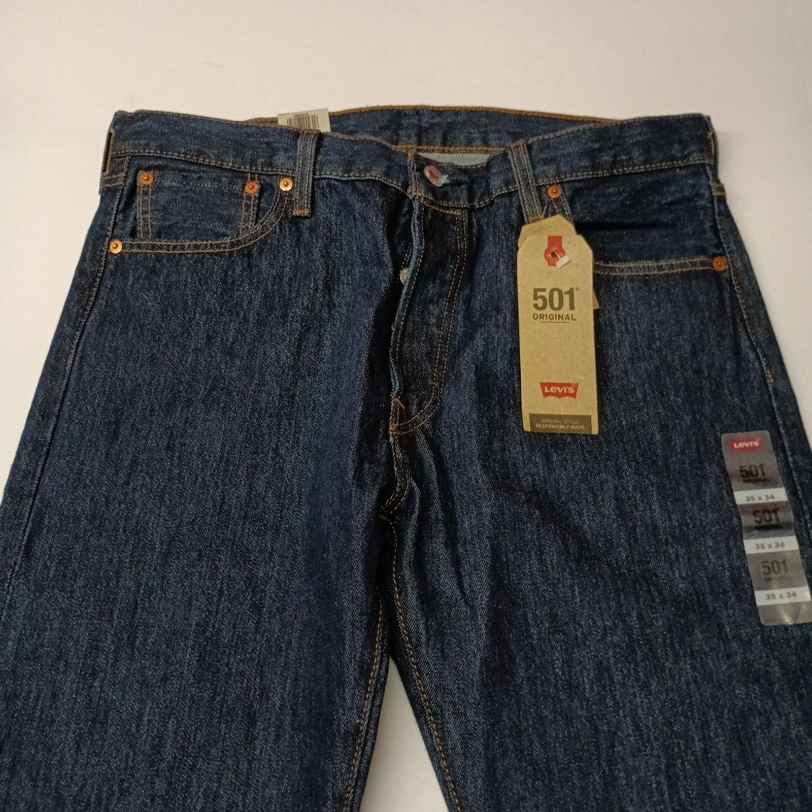 Levi's Levi's 501 Original Jeans Men's 35x34 Blue Regular Straight Size US 35 - 4 Thumbnail