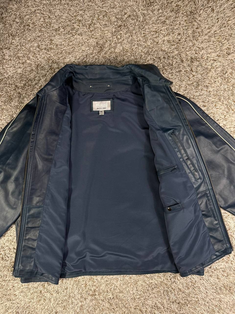 Wilsons Leather Vintage Wilsons Leather M Julian Navy Genuine Leather Jacket Size US XXL / EU 58 / 5 - 17 Thumbnail
