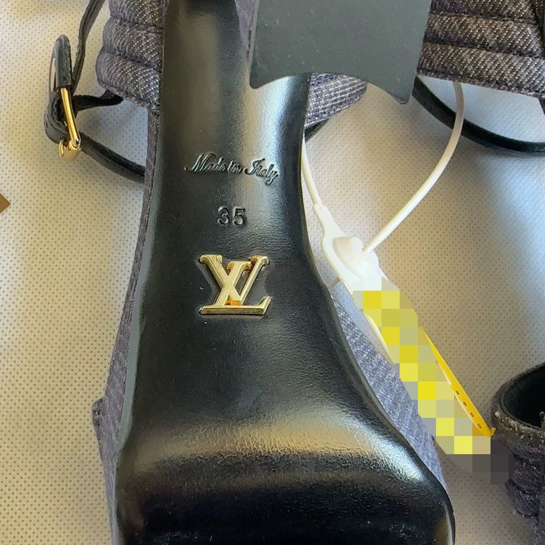Louis Vuitton LV Women's New Denim Platform Heel Sandal 12.5cm 35 Size US 4.5 / IT 34.5 - 8 Thumbnail