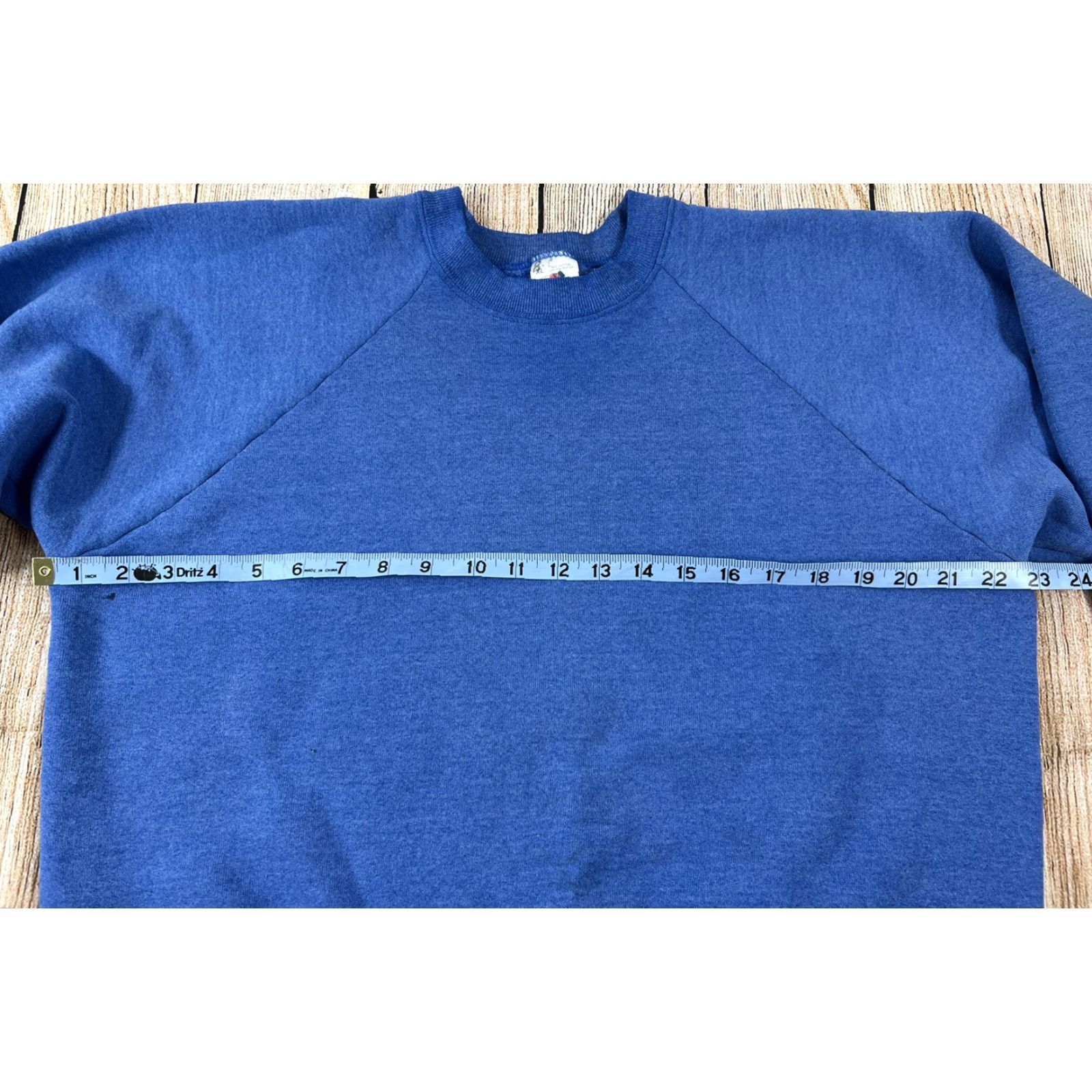 Fruit Of The Loom VINTAGE Fruit of the Loom Sweatshirt Blue XL Men 90s Fleece Pullover Smudges Stains Size US XL / EU 56 / 4 - 3 Thumbnail
