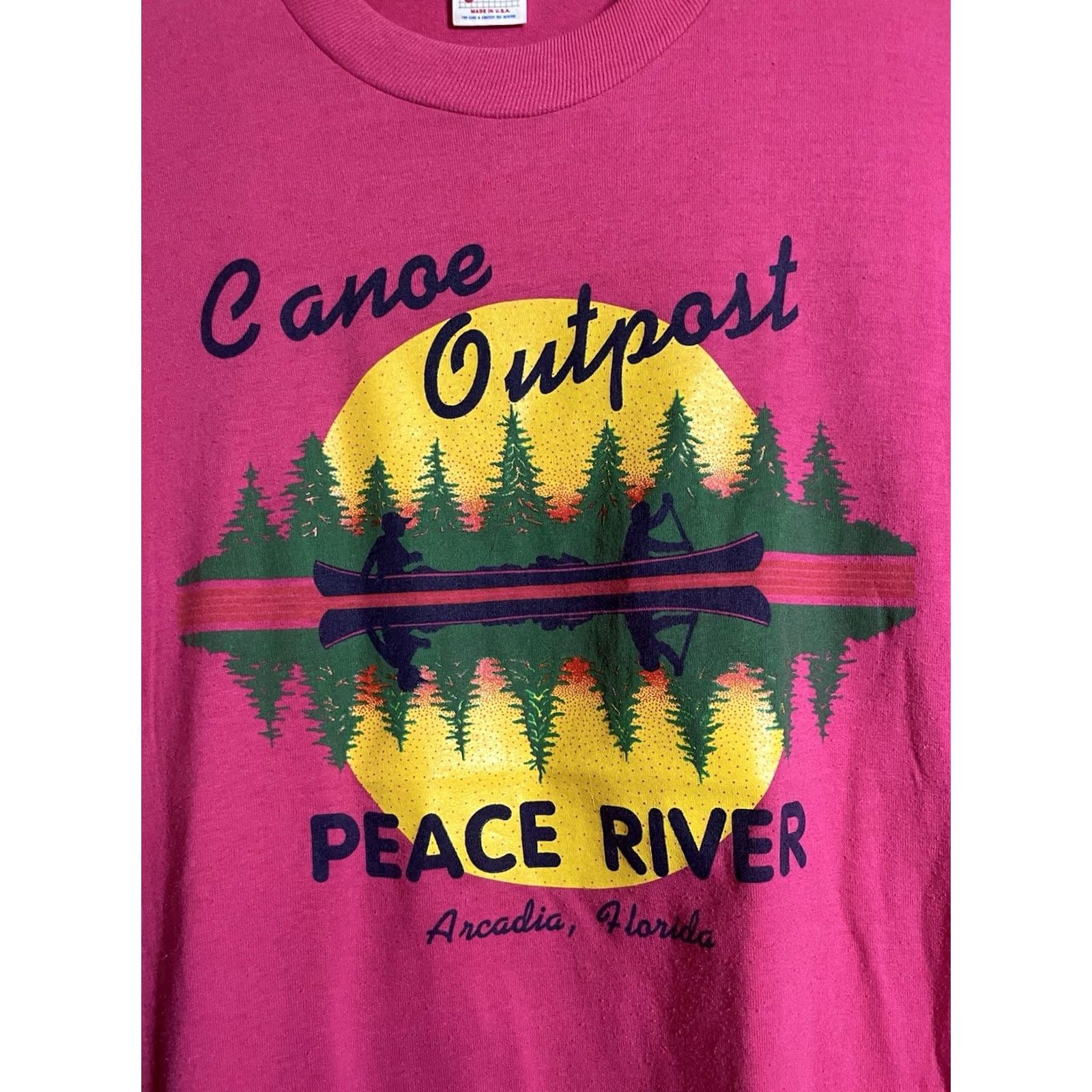 Jerzees VINTAGE Canoe Outpost Peace River T-Shirt Size L Unisex Purple 1990s Jerzees Graphic Tee Short Sleeve Grunge Bags Pit to Pit 20” Length 28” Size US L / EU 52-54 / 3 - 2 Thumbnail