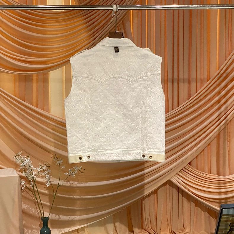 Louis Vuitton Louis Vuitton White Old Flower Full Print Denim Vest Size S / US 4 / IT 40 - 3 Thumbnail