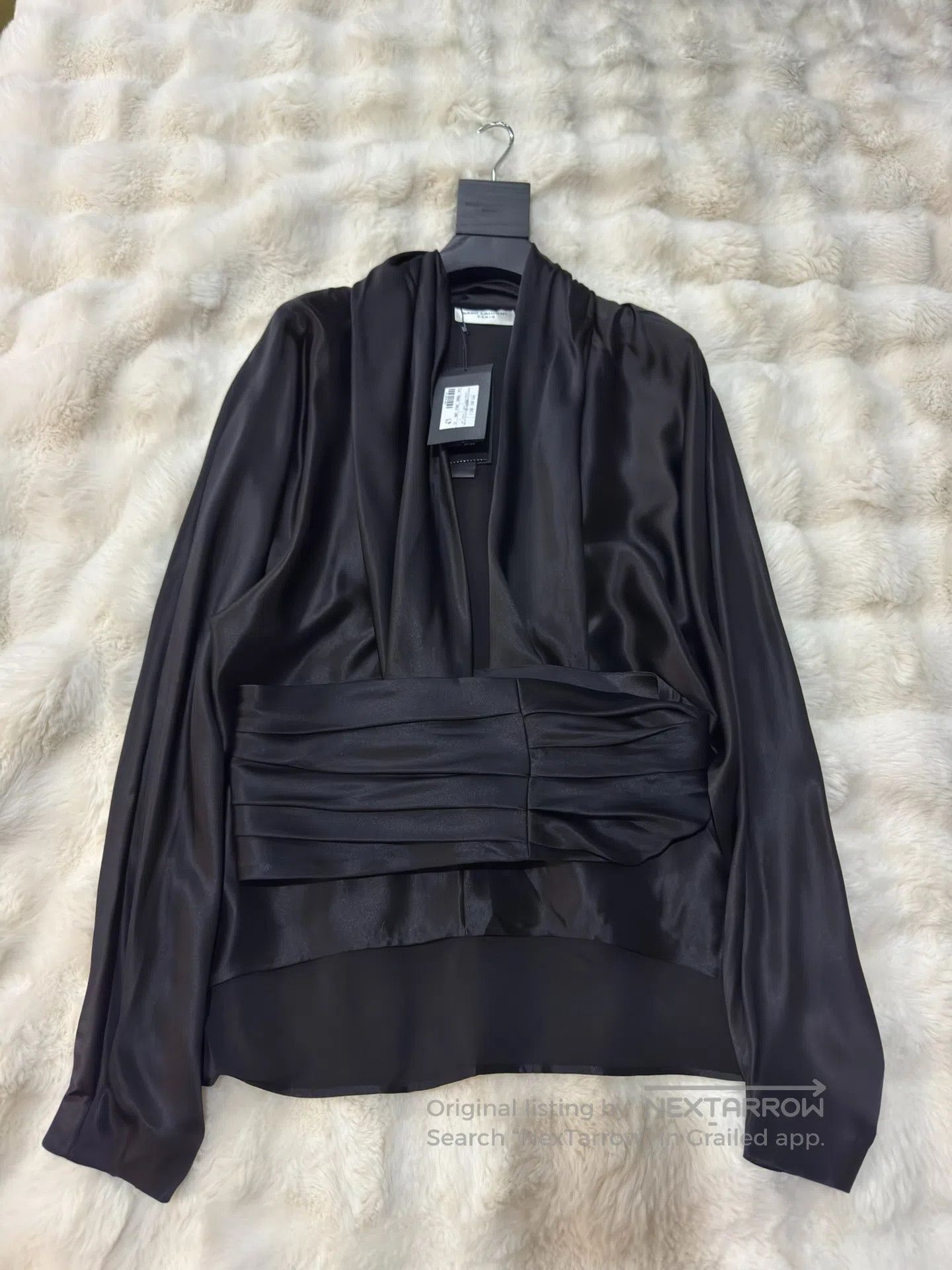 Saint Laurent Paris Saint Laurent Paris Satin Waist Cincher Shirt| Size US XS / EU 42 / 0 - 2 Thumbnail