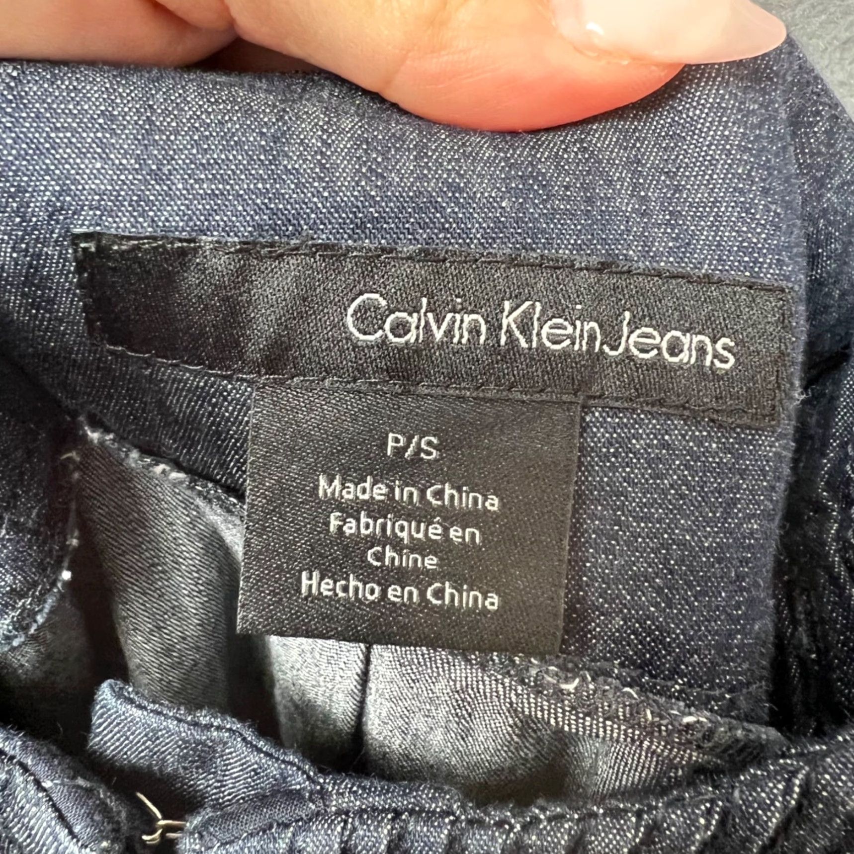 Calvin Klein Calvin Klein Jeans Womens Small Chambray Tank Dress Dark Denim Blue Sleeveless Size 28" / US 6 / IT 42 - 3 Thumbnail