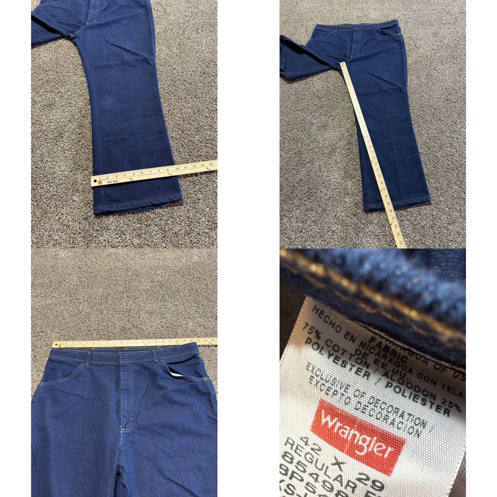 Wrangler Wrangler Jeans Men 42 Blue Denim 42X29 Cotton Blend Straight Casual Pants Size 42 Inseam 29 Regular Washable Denim Lot Size US 42 / EU 58 - 8 Thumbnail