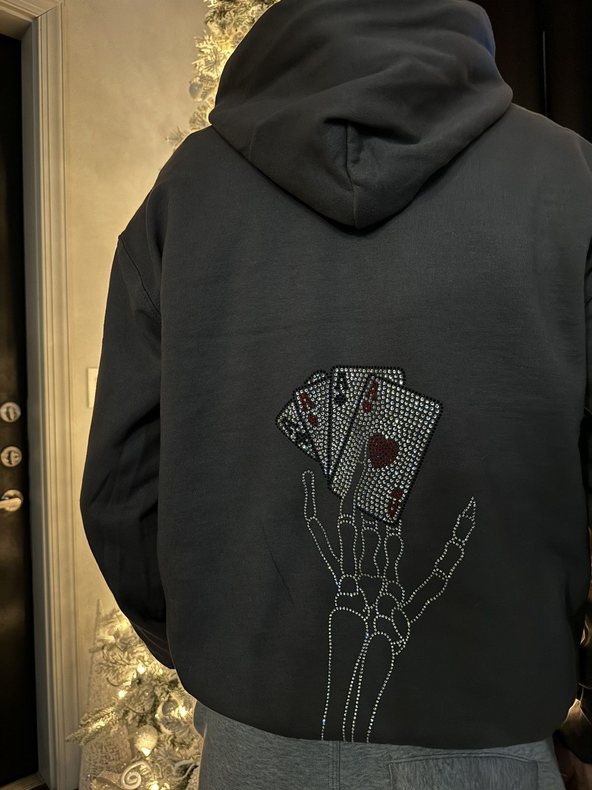 Vintage Rhinestones Poker Cards Cross Vintage Hoodie Size US L / EU 52-54 / 3 - 6 Thumbnail