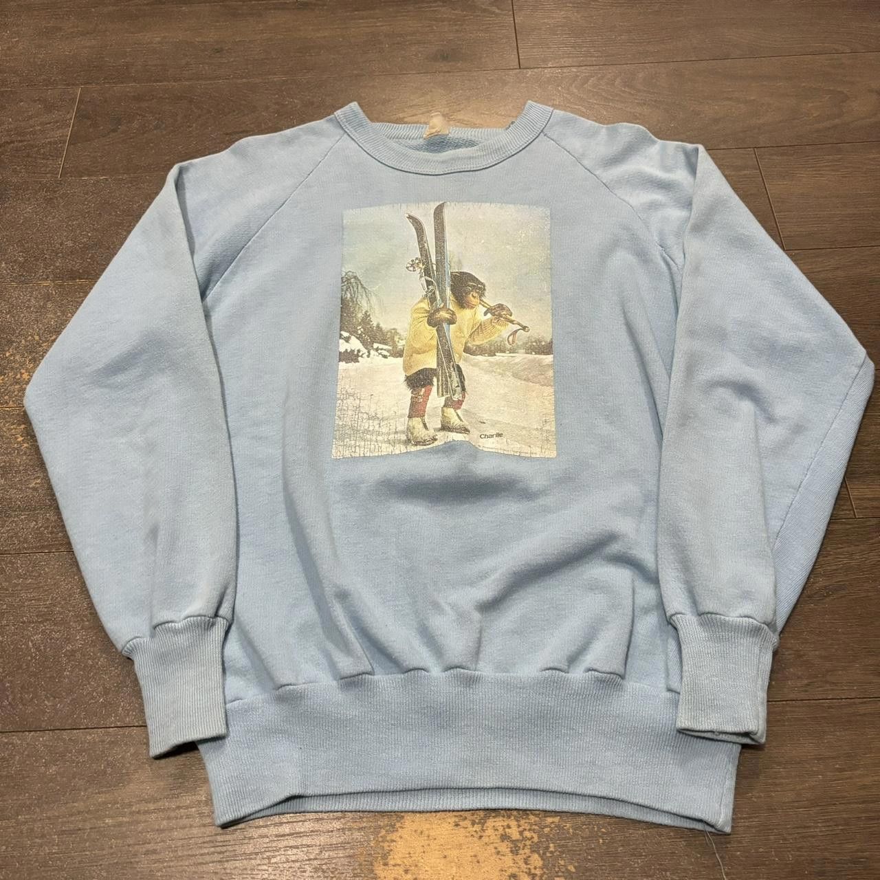 Designer Vintage Skiing Monkey Charlie Crewneck Sweatshirt 70s Small Size US S / EU 44-46 / 1 - 2 Thumbnail