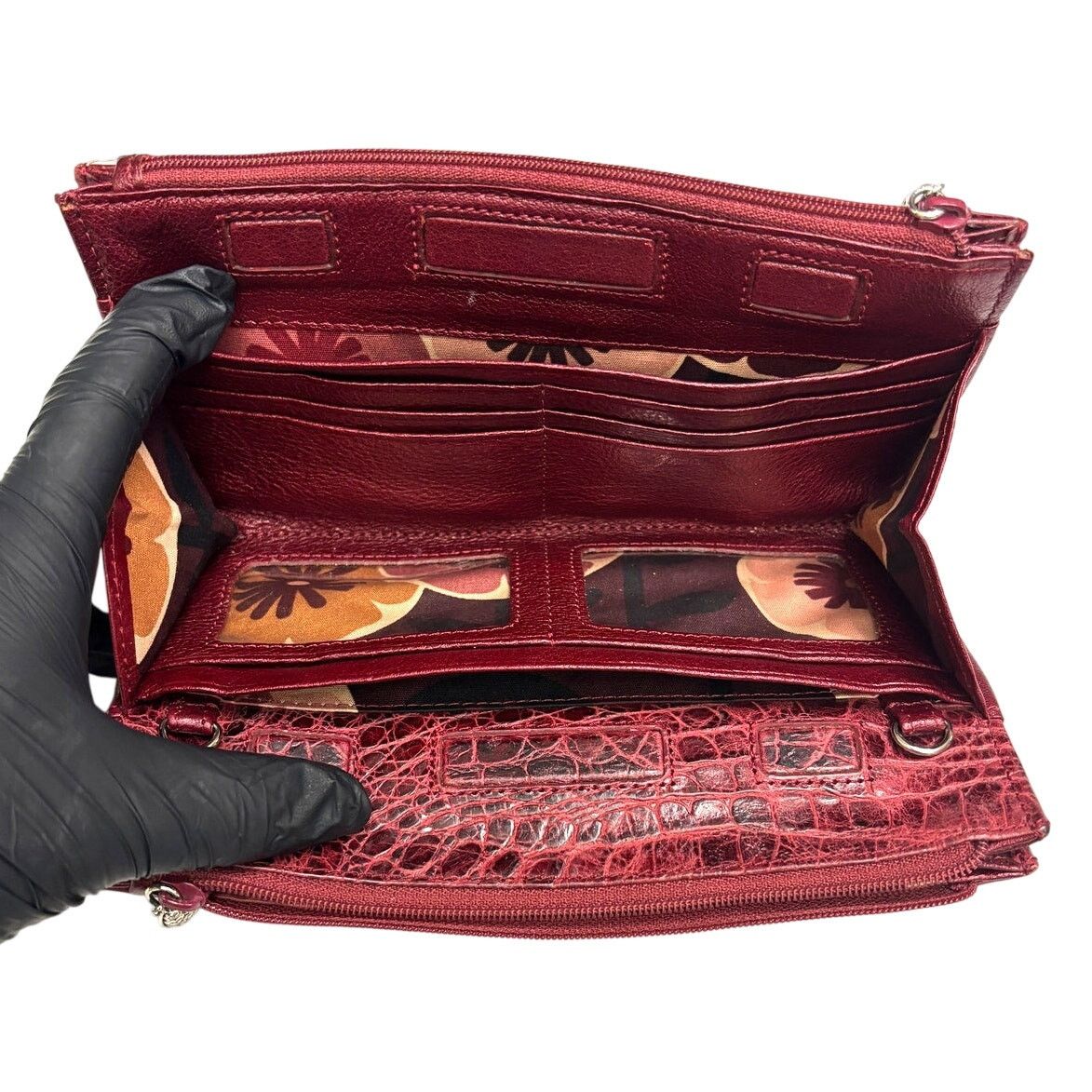 Brighton Vintage BRIGHTON Red Divided Magnetic Close Clutch Wallet Size ONE SIZE - 3 Thumbnail