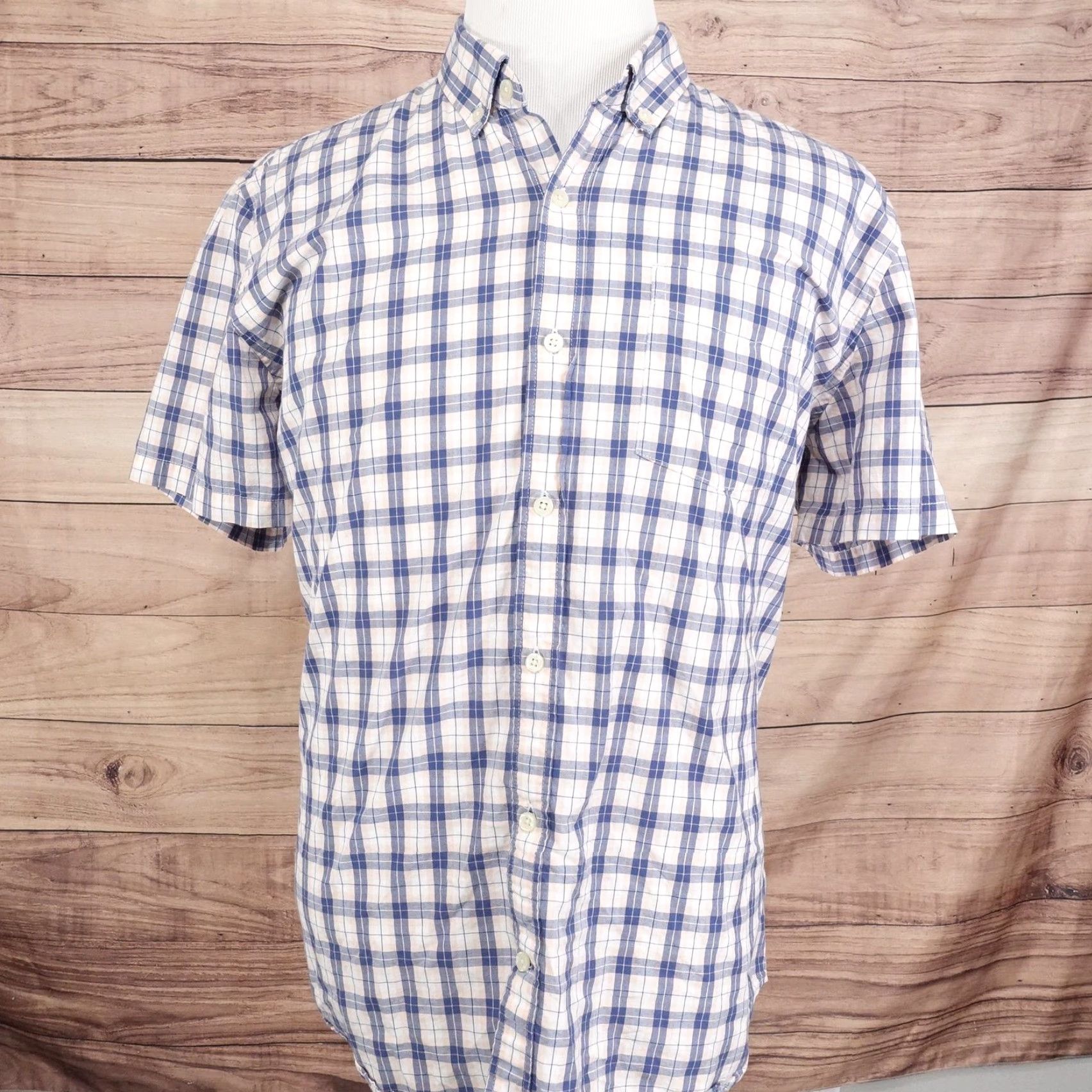 Gap Gap Shirt XL Mens Blue Plaid Short Sleeve Button-Down Cotton Casual Button-Up Regular Fit Pocketed Size US XL / EU 56 / 4 - 3 Thumbnail