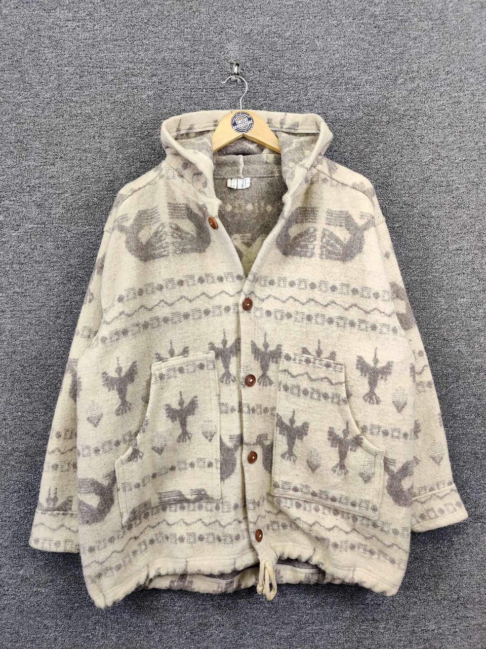 Aztech Mountain Vintage Aztech Mountain Wool Hooded Coat Jacket Size US L / EU 52-54 / 3 - 1 Thumbnail