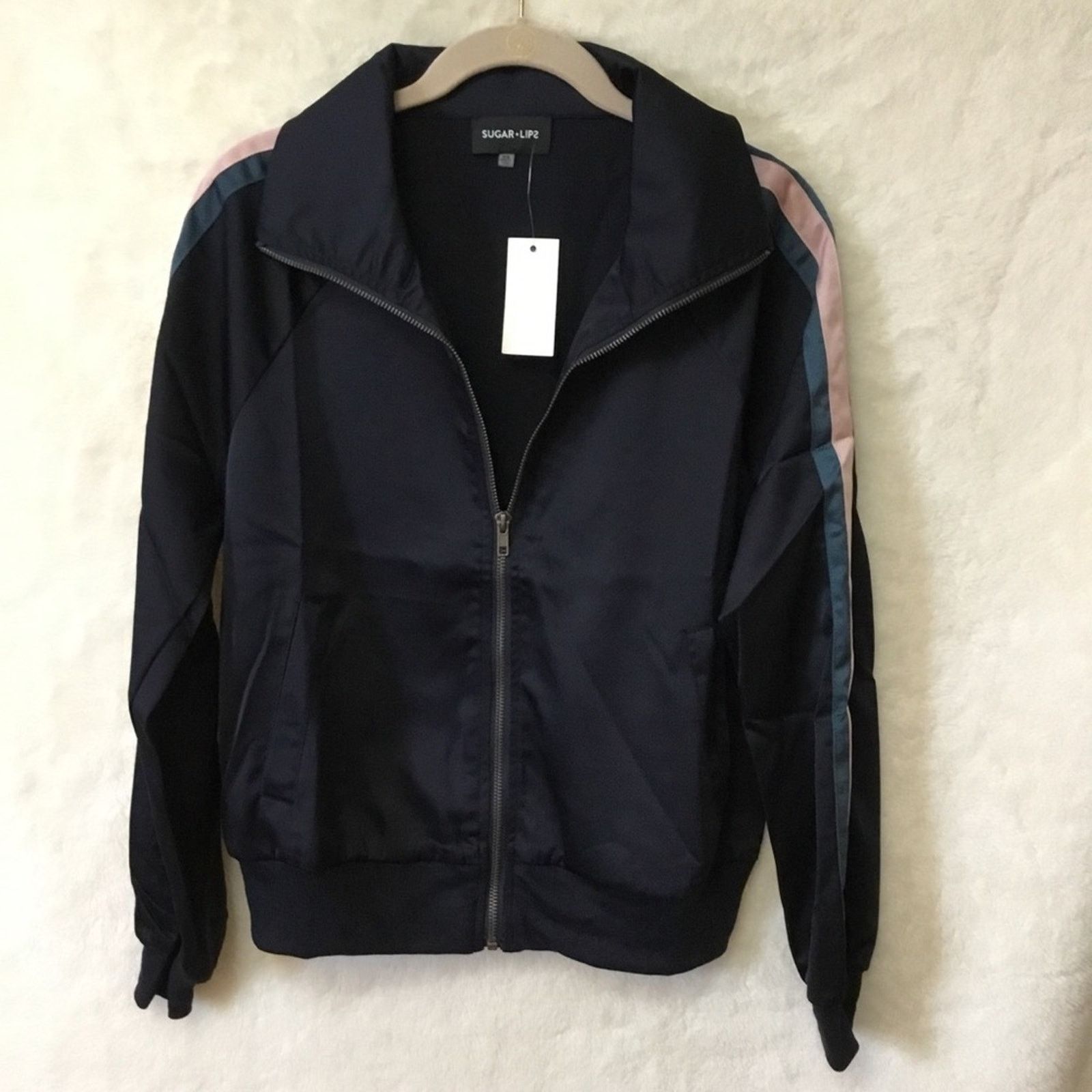 Other Navy Multicolor Stripe Detail Zip-Up Front Sports Jacket Size XS / US 0-2 / IT 36-38 - 1 Thumbnail