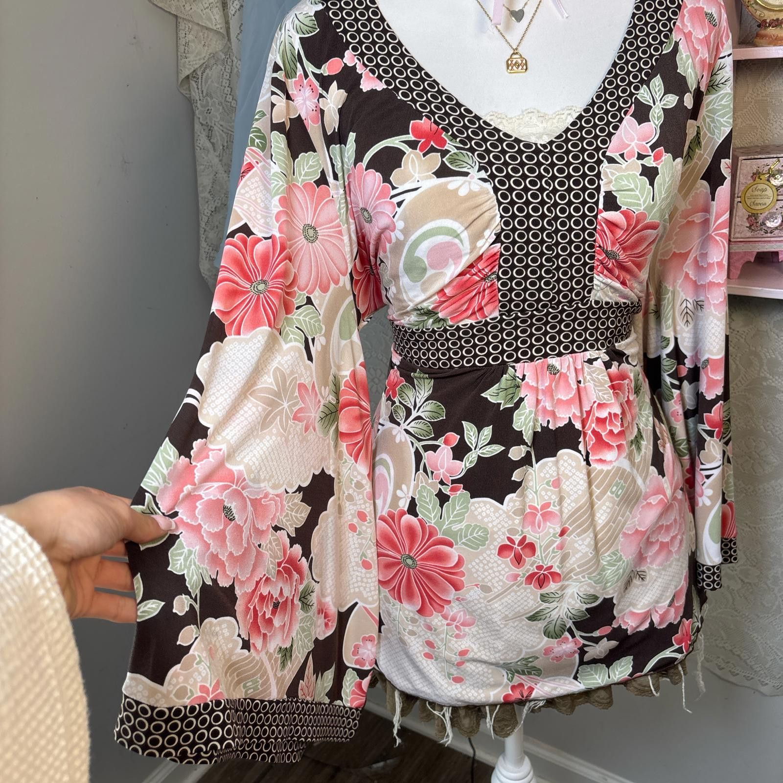 Other y2k fairy core floral flowy tie back top Size XL / US 12-14 / IT 48-50 - 1 Thumbnail