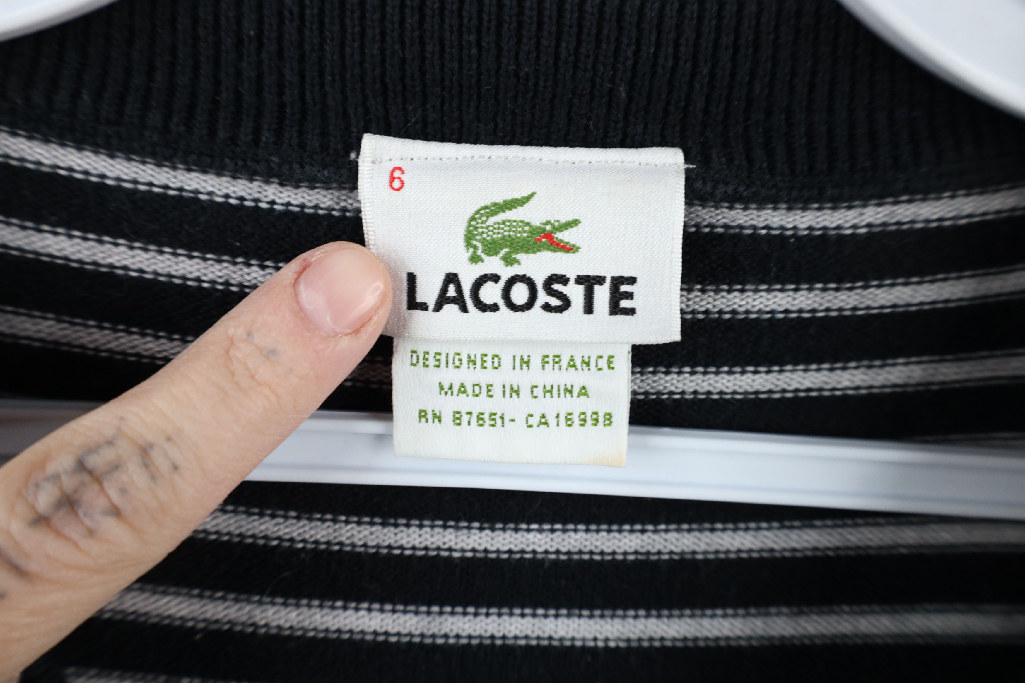 Lacoste × Vintage Vintage Lacoste Military Style Logo Striped Knit Sweater Size US L / EU 52-54 / 3 - 9 Thumbnail