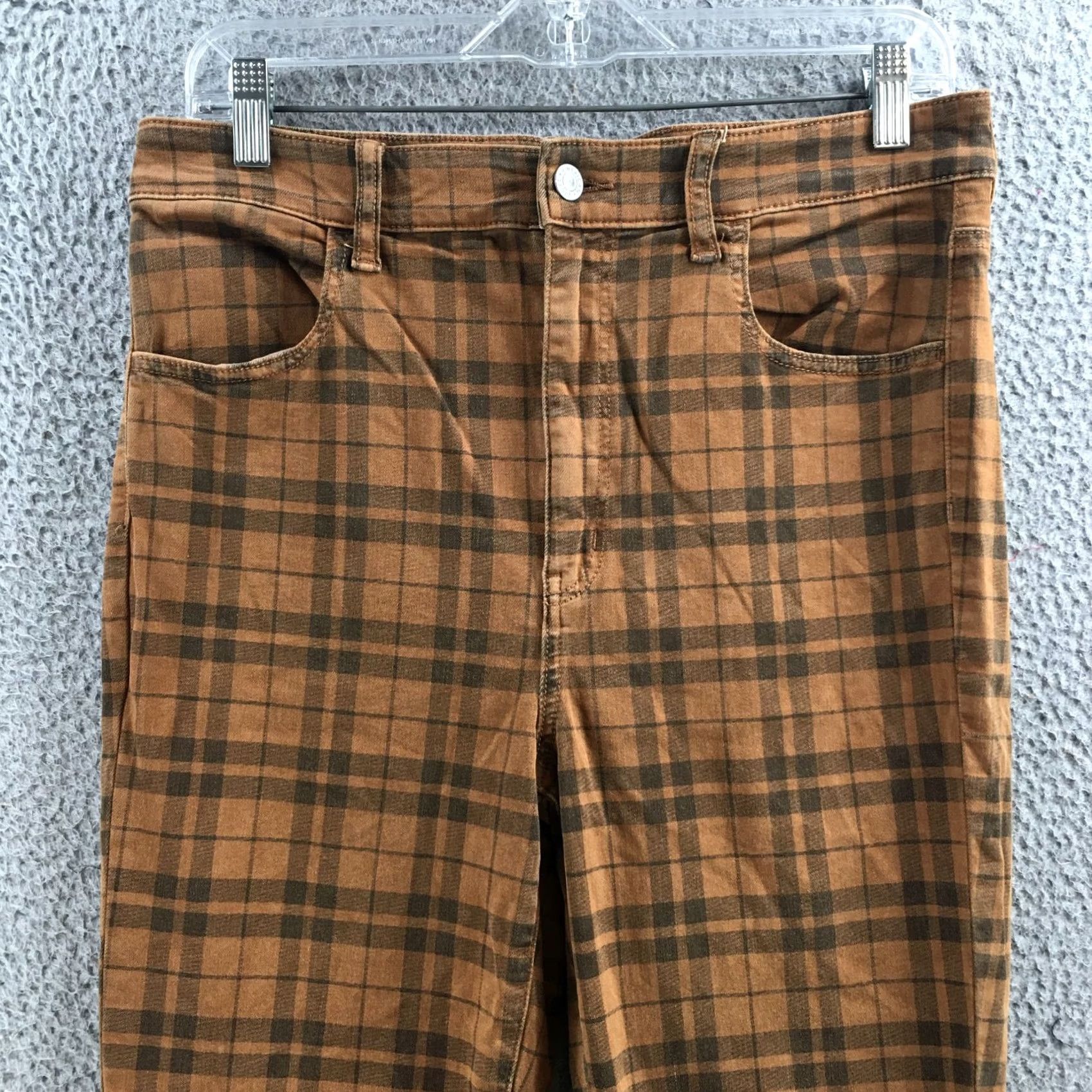 American Eagle Outfitters American Eagle High Rise Jegging Pants Womens 12R (31x27.5) Brown Plaid Size 34" / US 12 / IT 48 - 2 Thumbnail