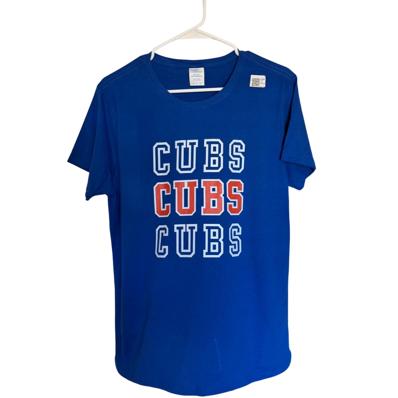 Other Port & Company Short Sleeve Blue "CUBS" Crew Neck T-Shirt Size US L / EU 52-54 / 3 - 3 Thumbnail