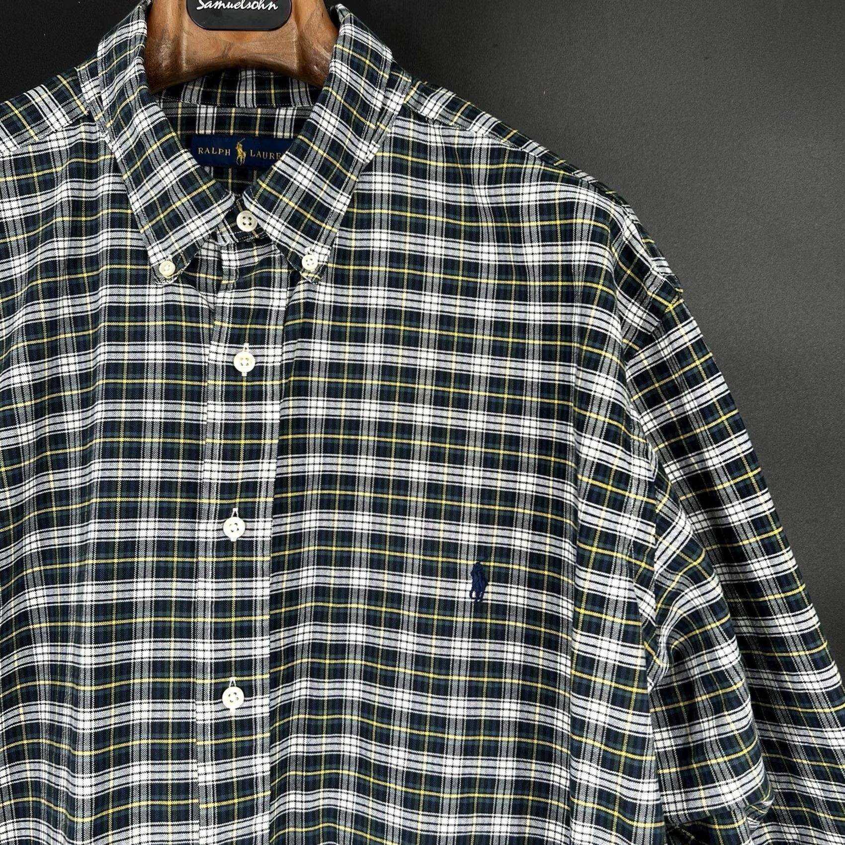 Polo Ralph Lauren VINTAGE Polo Ralph Lauren Logo Shirt Big Size 2XB Men's Cotton Long Sleeve Plaid Green Size US XXL / EU 58 / 5 - 6 Thumbnail