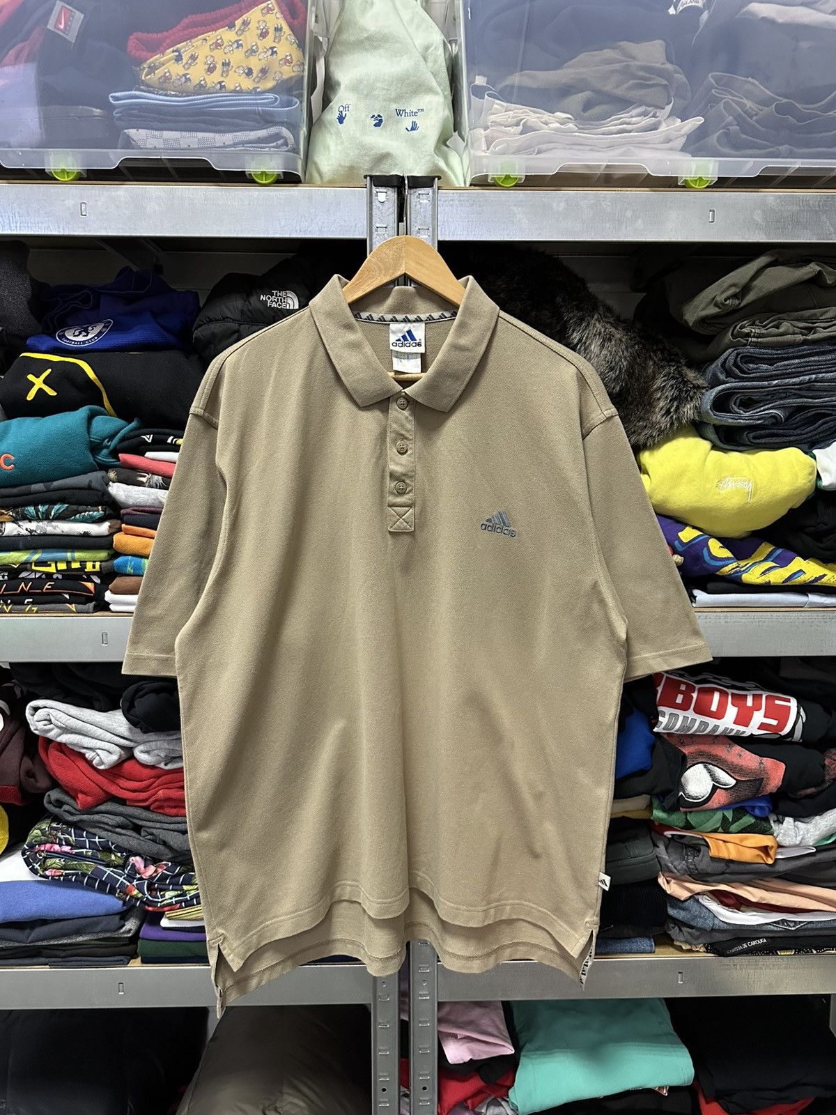 Adidas Vintage 1999 Adidas Polo Shirt Golf S/S Button Beige Top Size US XL / EU 56 / 4 - 1 Thumbnail