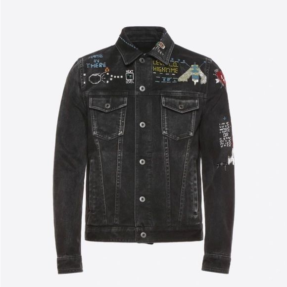VALENTINO GARAVANI VIDEOGAMES ARCADE DENIM JACKET IN BLACK