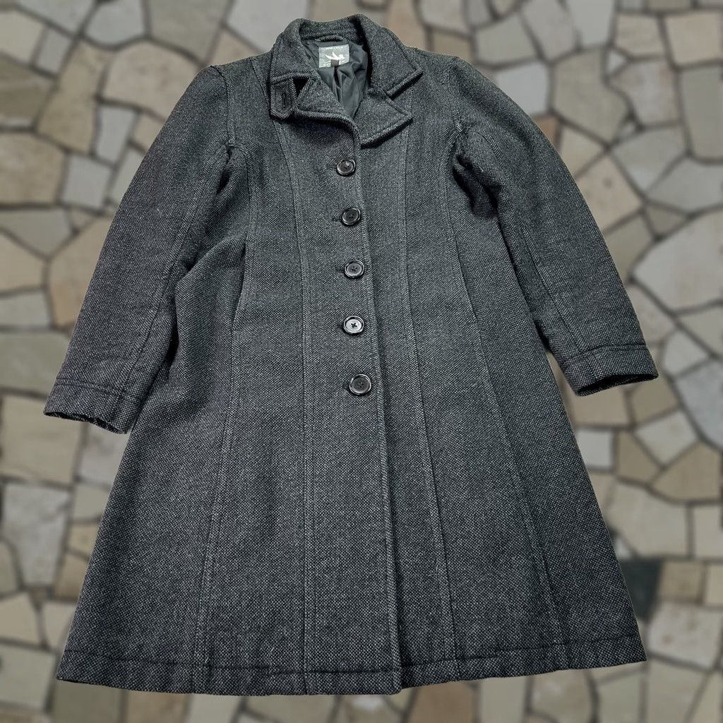 Vintage Spiewak Coat Womens M Gray Wool Herringbone Single Breasted Long Overcoat Size M / US 6-8 / IT 42-44 - 1 Thumbnail