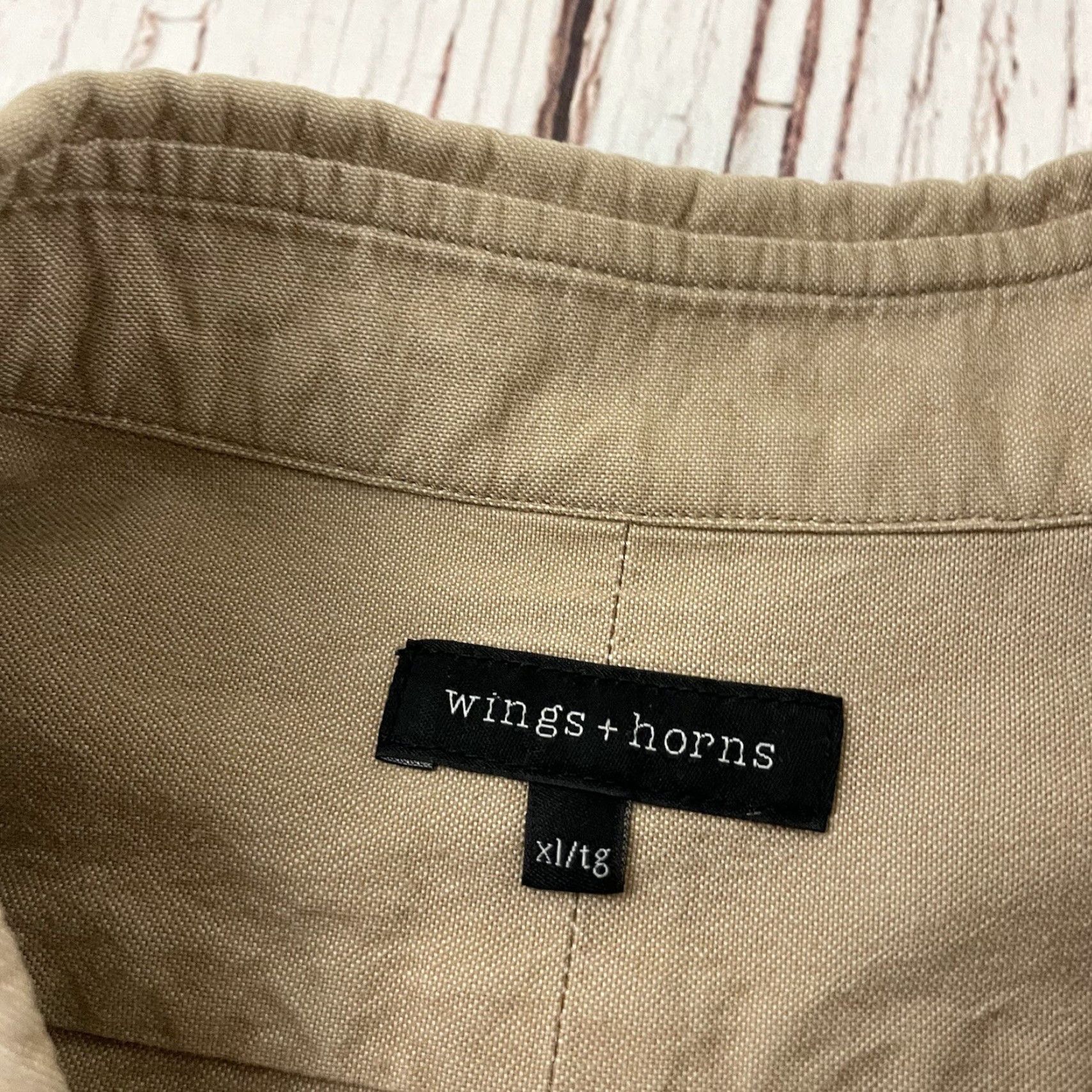 Vintage Wings + Horns Long Sleeve Button-Up Shirt Mens XL Brown Gray Wardrobe Shirt Size US XL / EU 56 / 4 - 2 Thumbnail