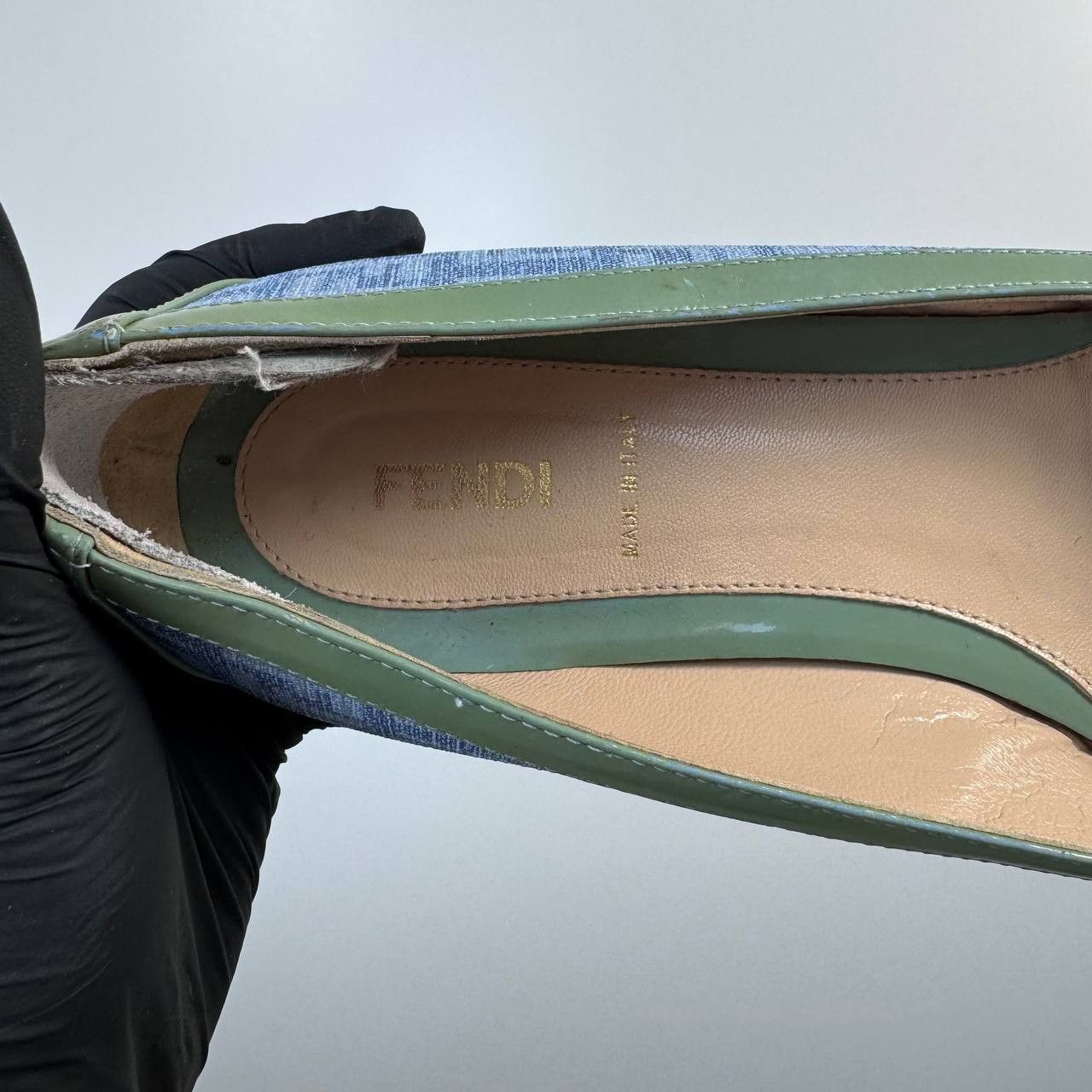 Fendi Fendi FF Logo Pumps Heels Womens Denim Leather Size 37.5 Size US 7 / IT 37 - 12 Thumbnail
