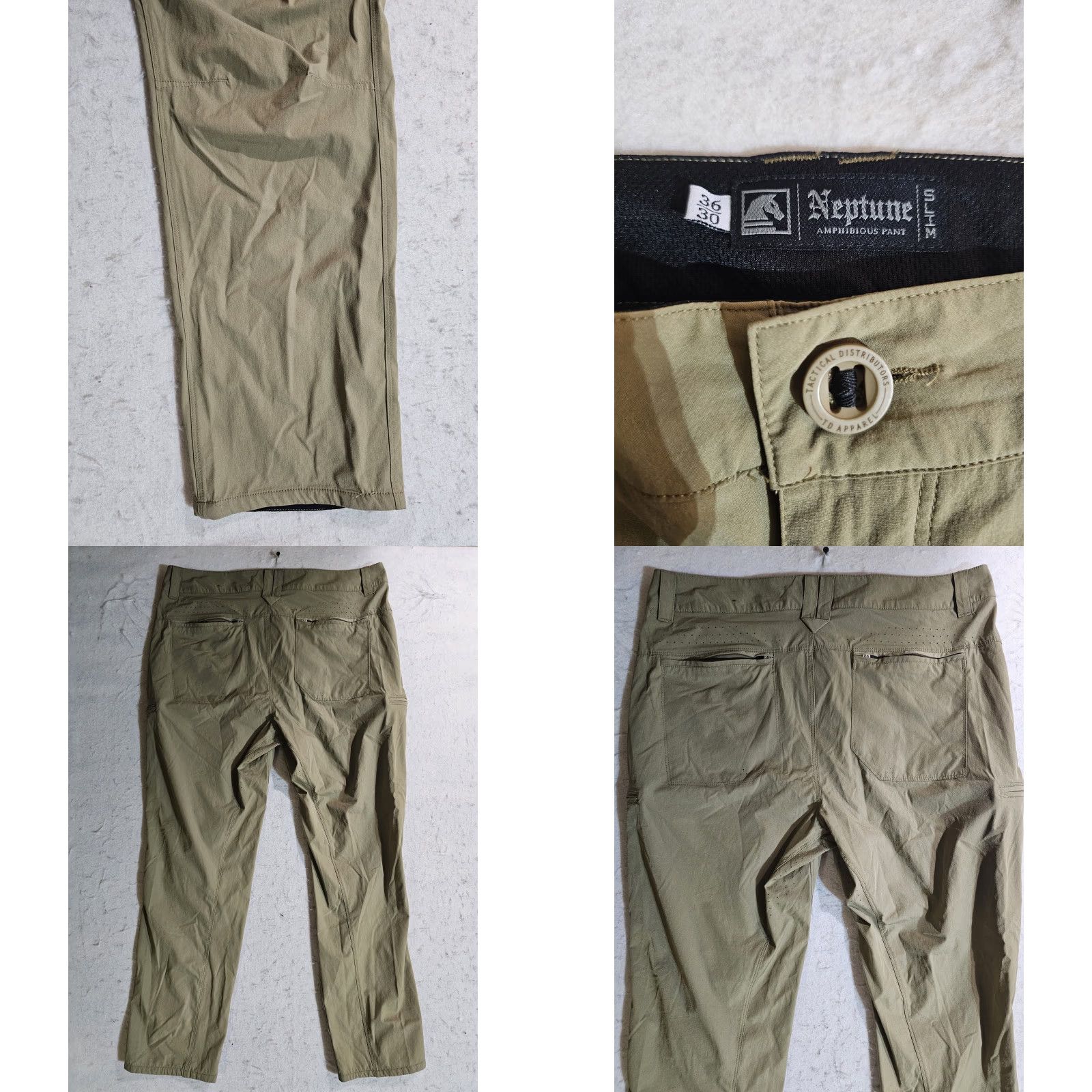 Vintage Neptune Amphibious Performance Cargo Pants Stretch Men 36x30 Beige Nylon Spandex Slim Pocket Zipper Cargo Pockets Logo Modern Utility Pants Size US 36 / EU 52 - 8 Thumbnail