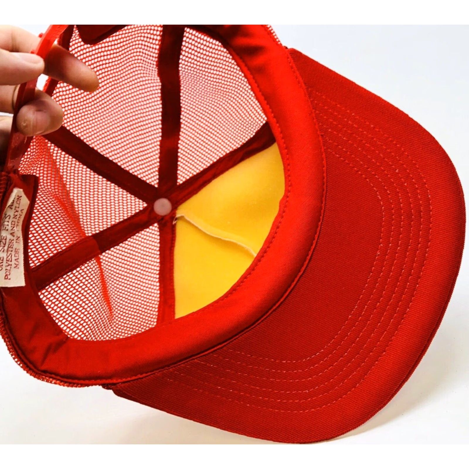 Vintage VINTAGE Red White Snapback Firefighter Fireman Bulldog Dog Trucker Hat Cap Men Adjustable Red Size ONE SIZE - 6 Thumbnail