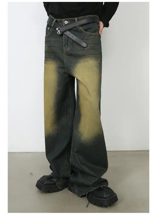 Hypebeast × Japanese Brand × Jean Pants Loose distressed retro trendy wide-leg jeans for men Size US 34 / EU 50 - 3 Thumbnail