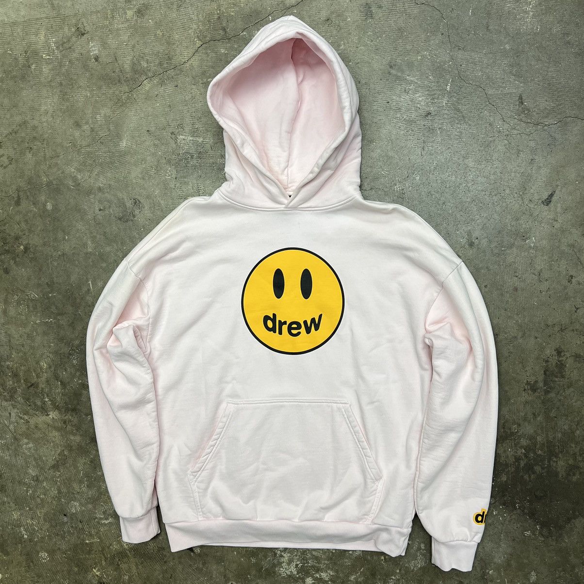 image of Drew House Smiley Logo Hoodie Oversized in Light Pink, Men's (Size XS)