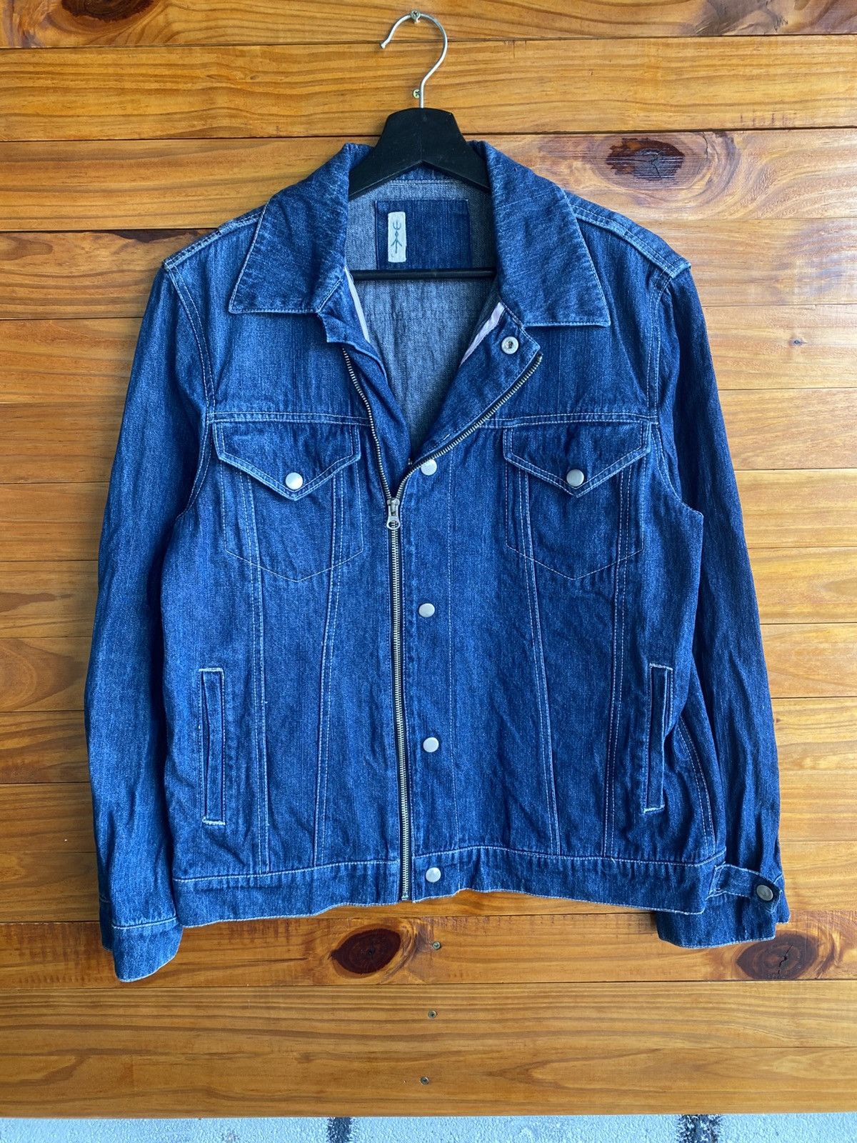 Japanese Brand Vintage Japanese Denim Jacket – Unbranded Stickman Logo Tag Size US M / EU 48-50 / 2 - 1 Thumbnail