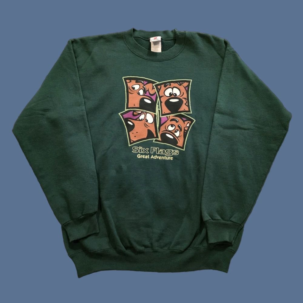 Vintage VINTAGE Six Flags Scooby-Doo Fleece Crewneck Sweatshirt Green Adult Size Medium Graphic Print 90s Cartoon Mens Size US M / EU 48-50 / 2 - 1 Thumbnail