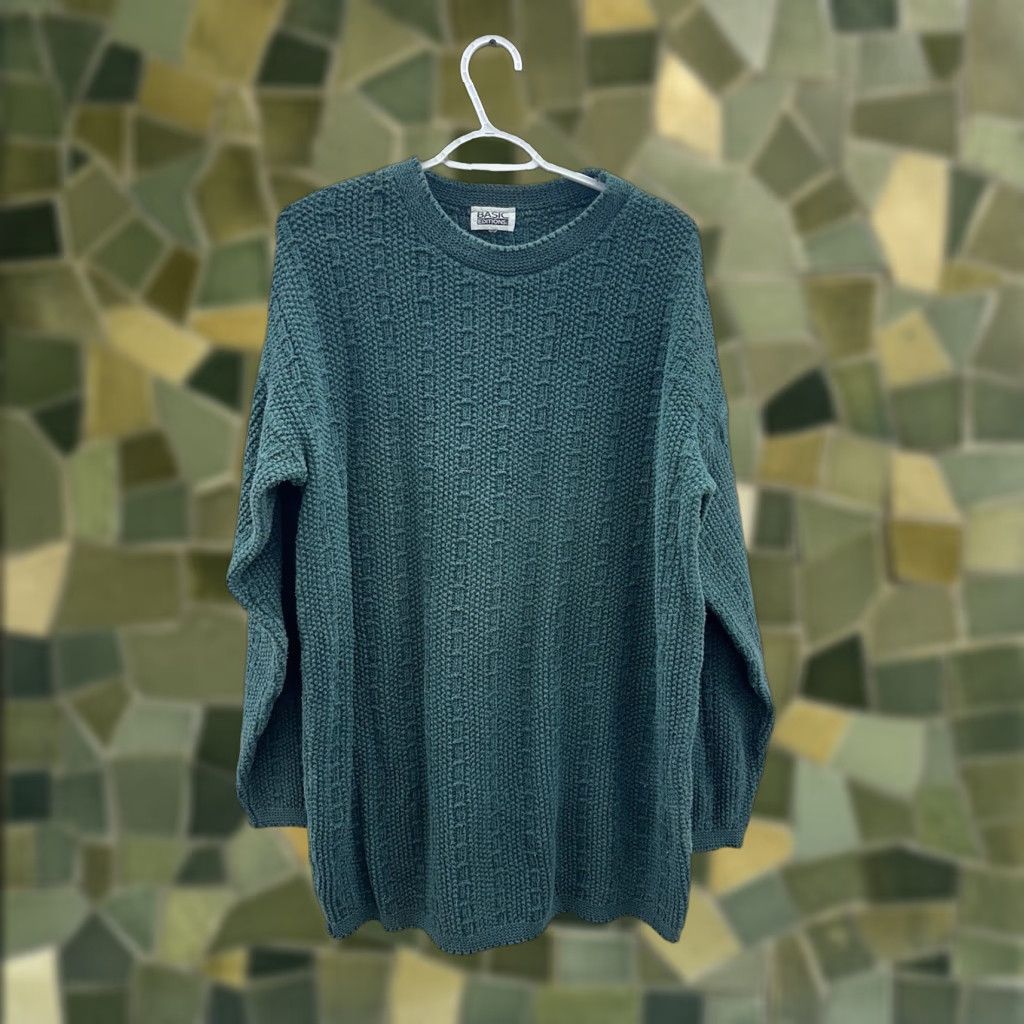Basic Editions Basic Editions Womens Sweater Knit Long Sleeve Green Vintage Size Large Pullover Knit 80s 90s Classic Clothing Size L / US 10 / IT 46 - 1 Thumbnail