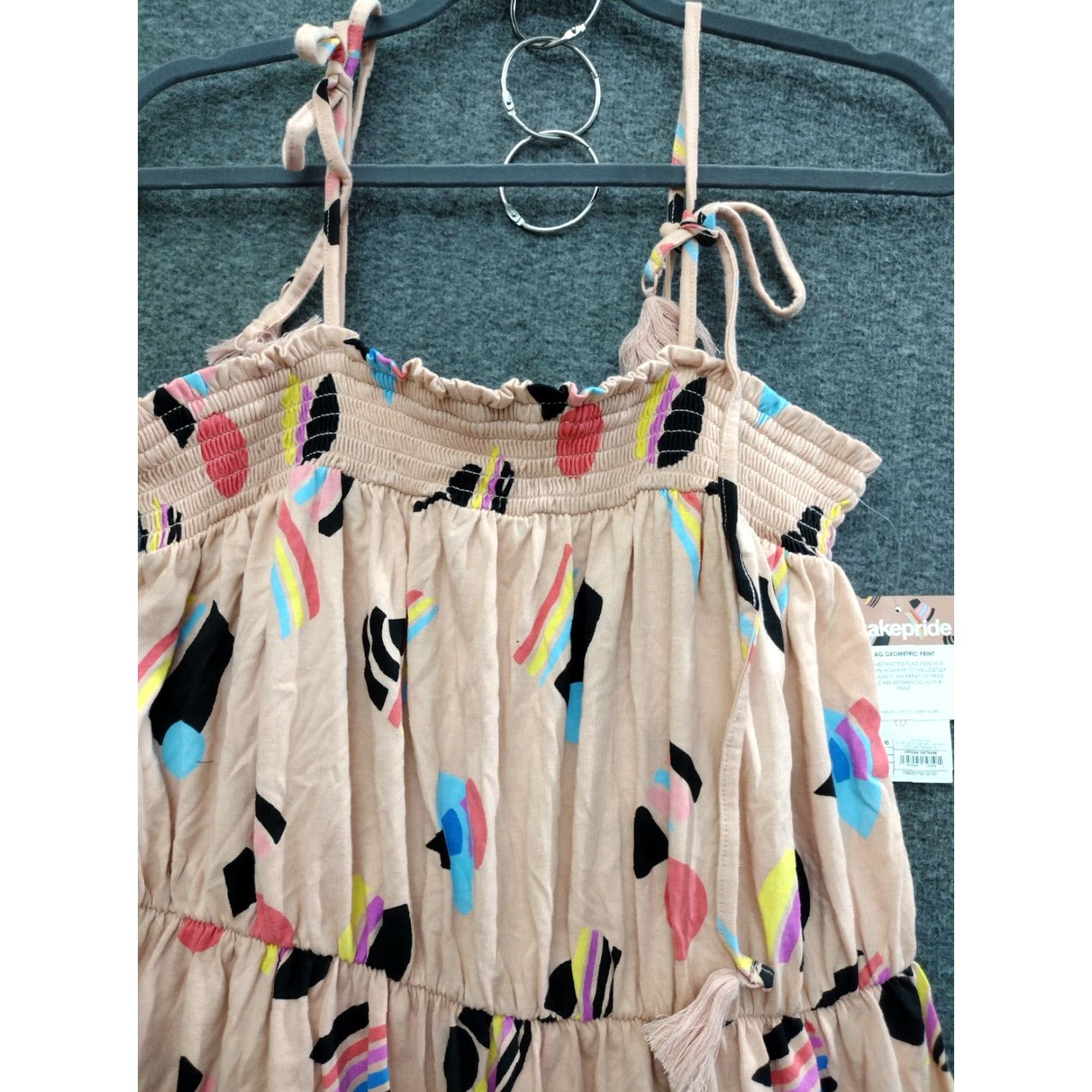 Pinko PINK Dress Adult L Pink Multicolor Sleeveless A-Line Abstract Rainbow Geometric Print Graphic Print Size L / US 10 / IT 46 - 3 Thumbnail