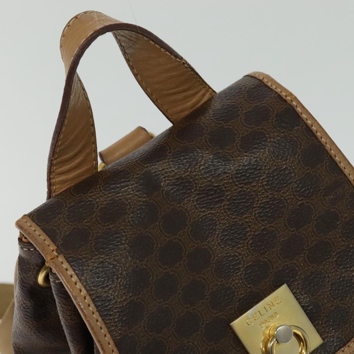 Celine CELINE Macadam Canvas Backpack Pvc Leather Brown Gold Size ONE SIZE - 6 Thumbnail