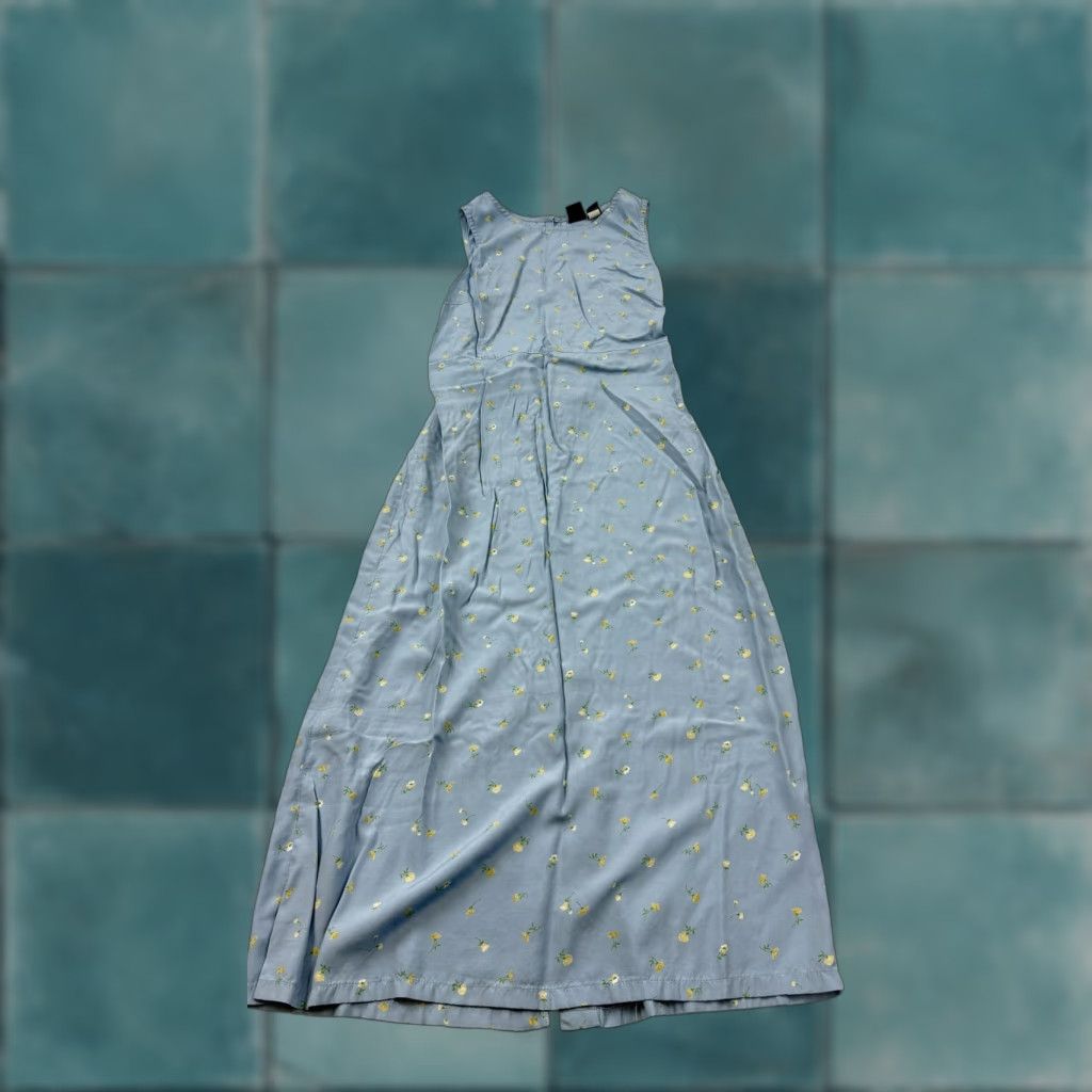 Gap GAP Dress Womens 8 Blue Floral Sleeveless Midi Rayon Belted Summer A Line Dress Size M / US 6-8 / IT 42-44 - 1 Thumbnail