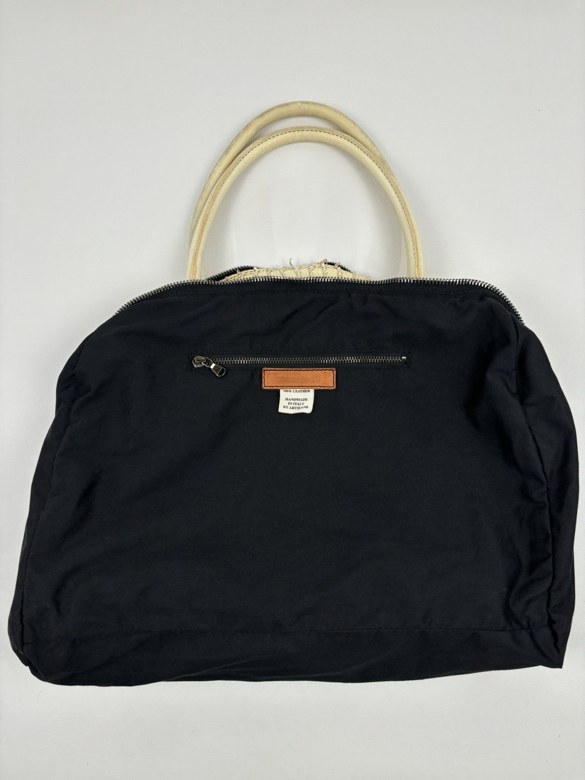 numero 10 Rare Archive Avan-Garde Italy Hand Made Leather Zip Shoulder Tote Side HandBag Size ONE SIZE - 3 Thumbnail