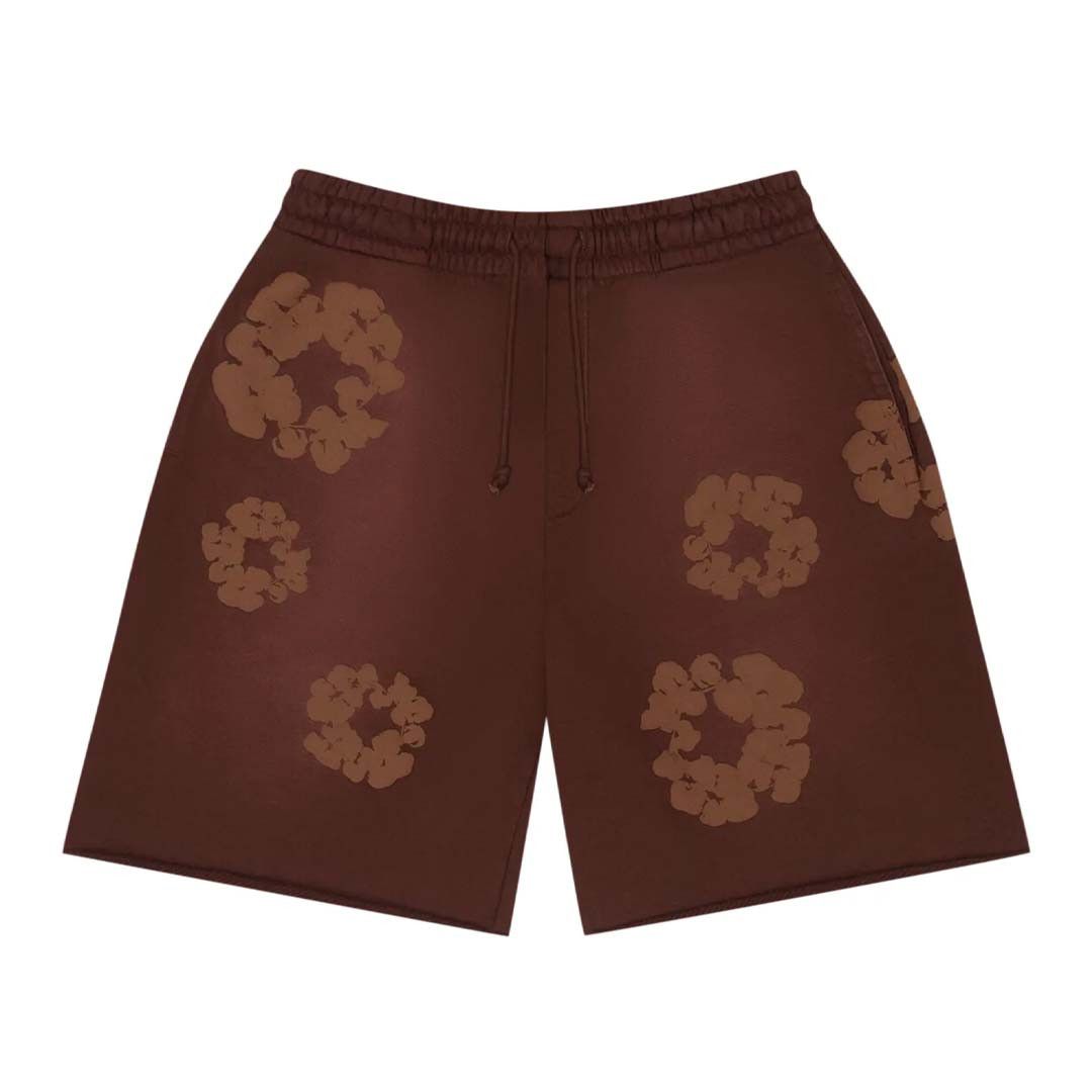 DENIM TEARS Mono Cotton Wreath Sweat Shorts 'Brown' Size US 36 / EU 52 - 1 Thumbnail