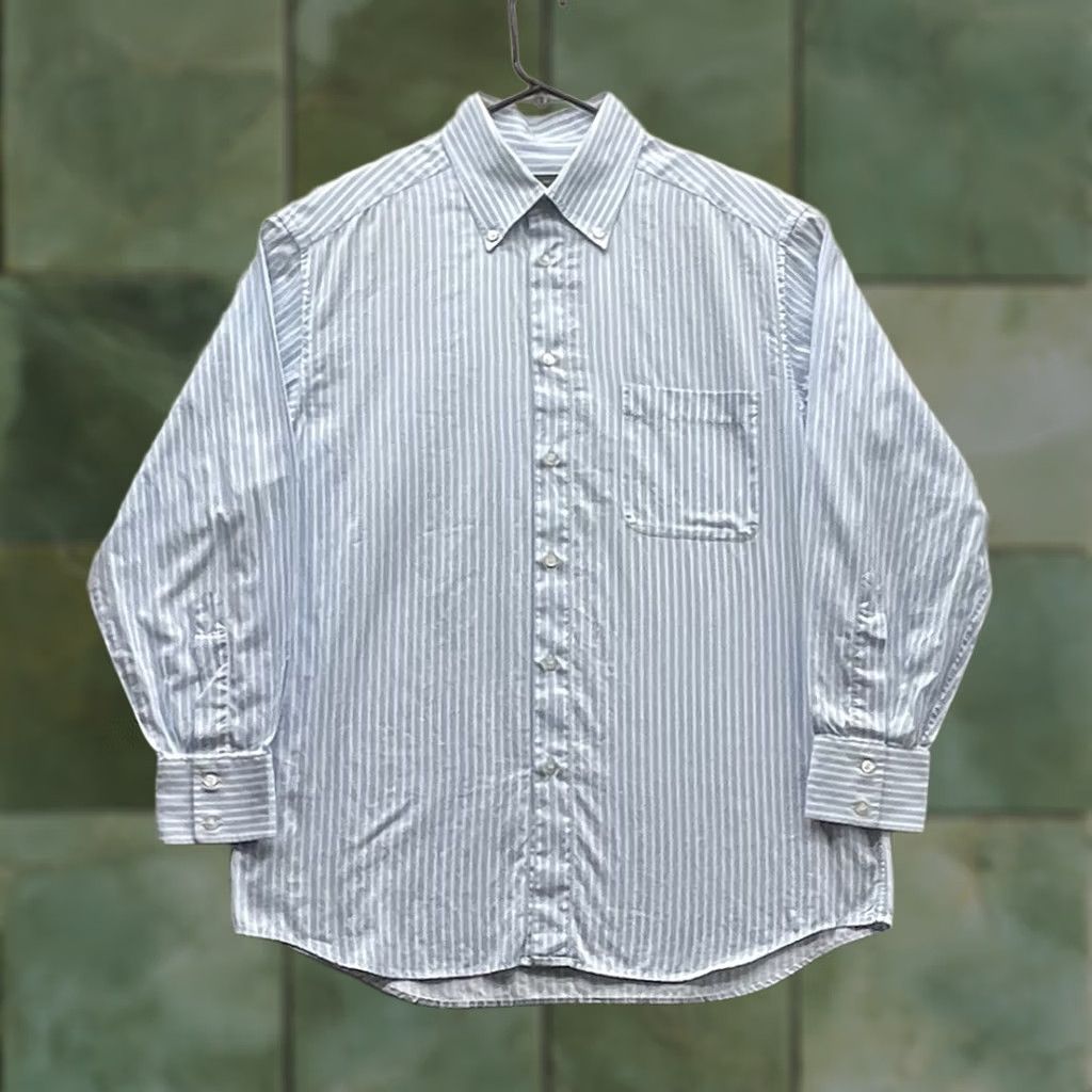 Ermenegildo Zegna Ermenegildo Zegna Dress Shirt Mens XL Blue White Striped Designer Preppy Size 46R - 1 Thumbnail