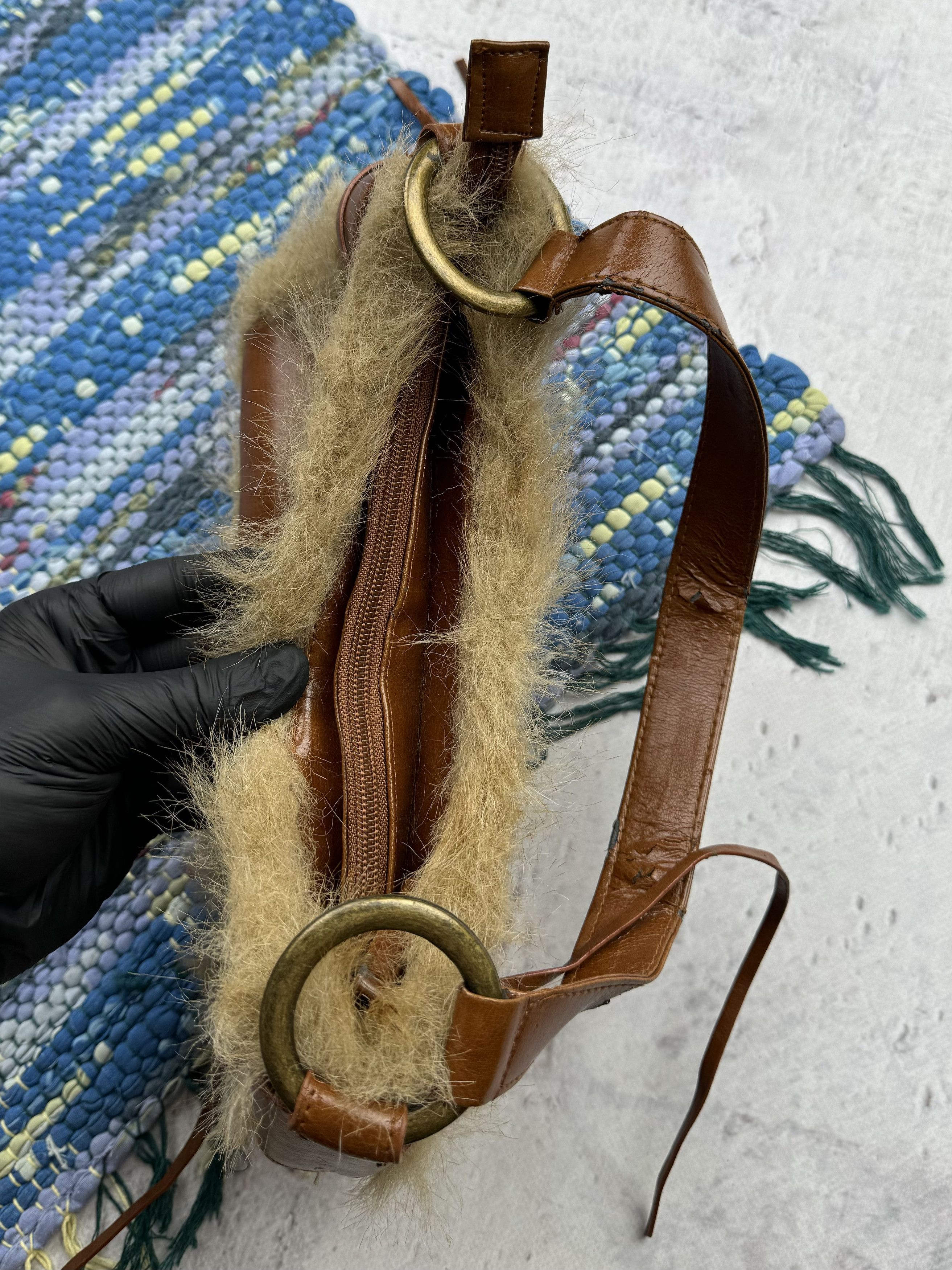 Vintage Vintage Handle Bag With Faux Fur A373D15(389) Size ONE SIZE - 11 Thumbnail