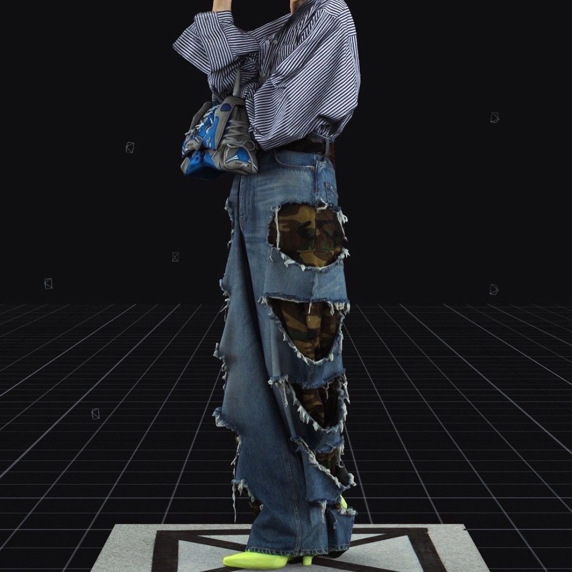 Balenciaga Balenciaga AW21 afterworld slashed camo denim XS Size US 30 / EU 46 - 2 Thumbnail
