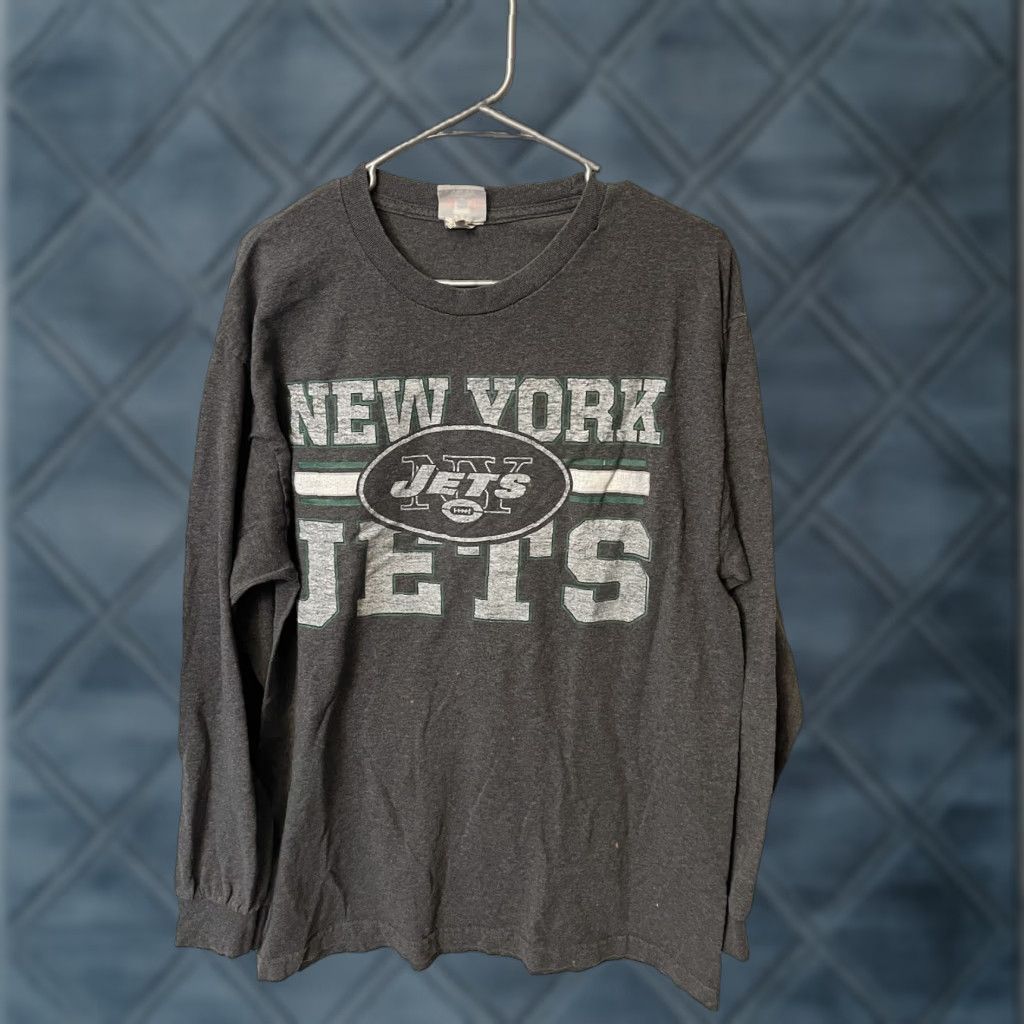 NFL NFL Jets T-Shirt Men L Gray Cotton Knit Logo Vintage 90s Football Long Sleeve Crew Neck Size US L / EU 52-54 / 3 - 1 Thumbnail