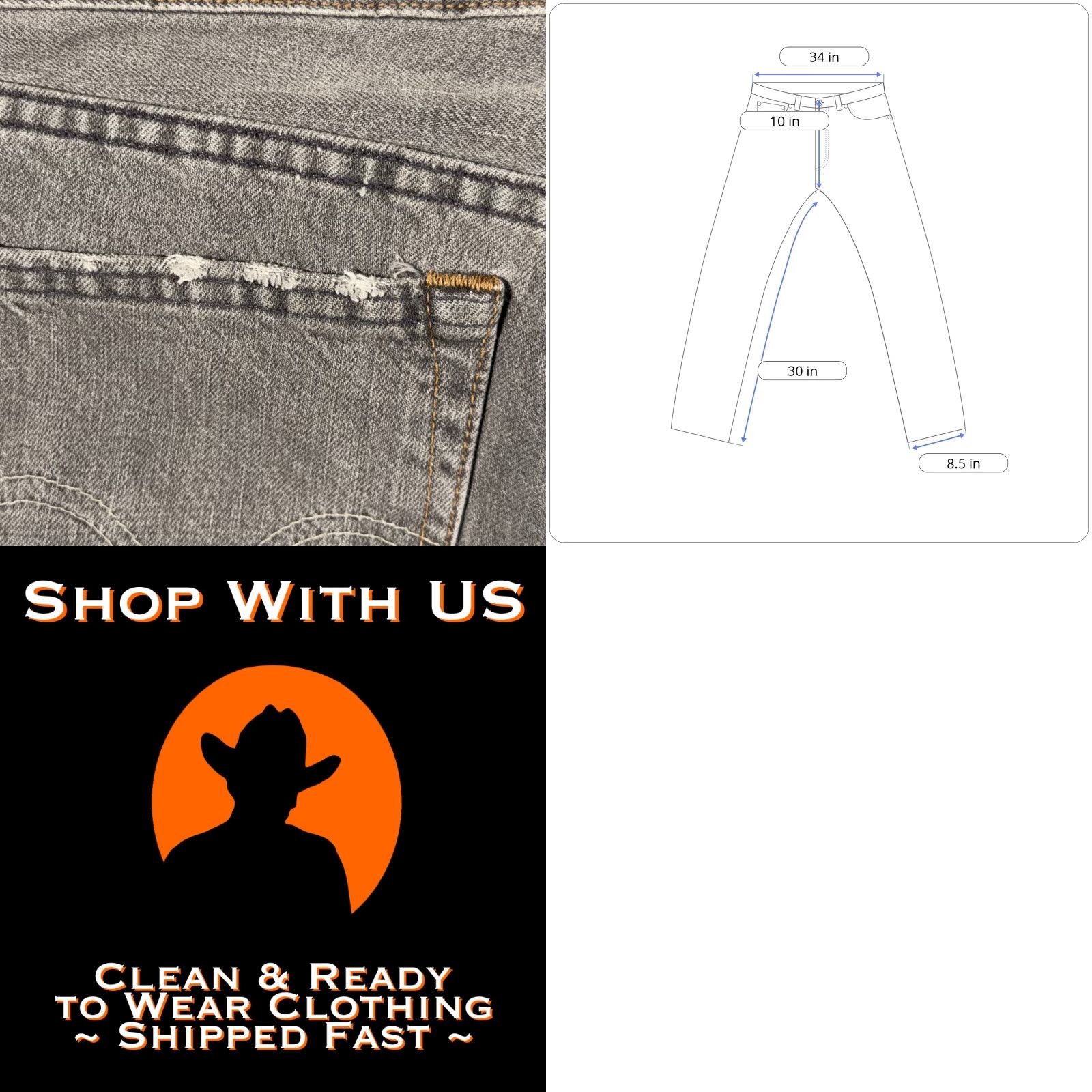 Levi's VINTAGE Levi's Premium Jeans Mens 34x30 Gray Hesher Lowrise Straight Leg USA 90s 2000s Mens Jeans Size US 34 / EU 50 - 9 Thumbnail