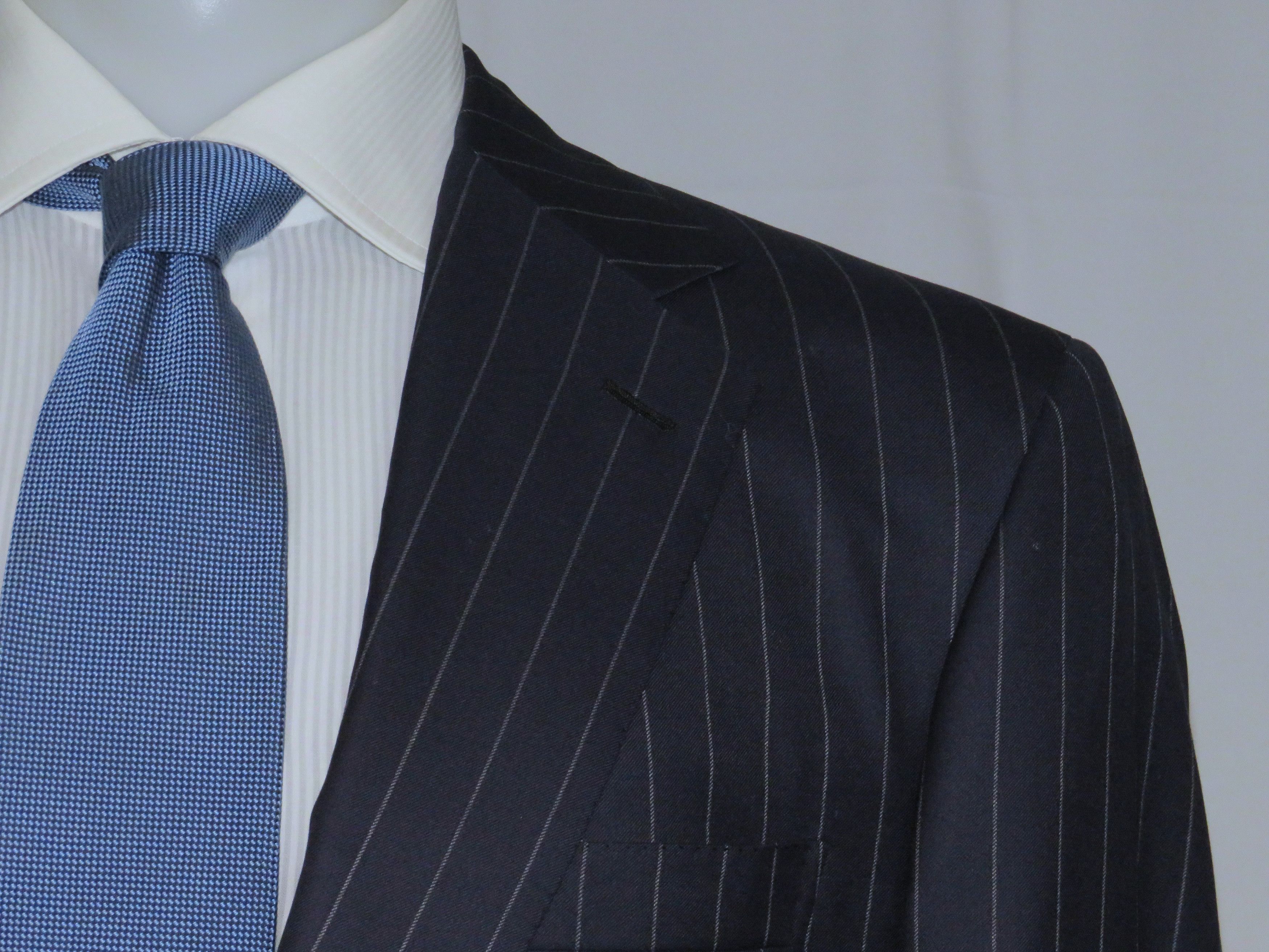 Brioni Super 160 Nomentano Custom Navy Stripe Two Button Suit 42L Size 42L - 6 Thumbnail
