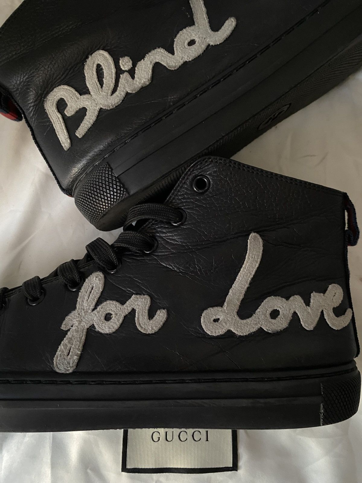 Gucci Gucci Blind for love Black Leather Sneakers Size US 9 / EU 42 - 9 Thumbnail