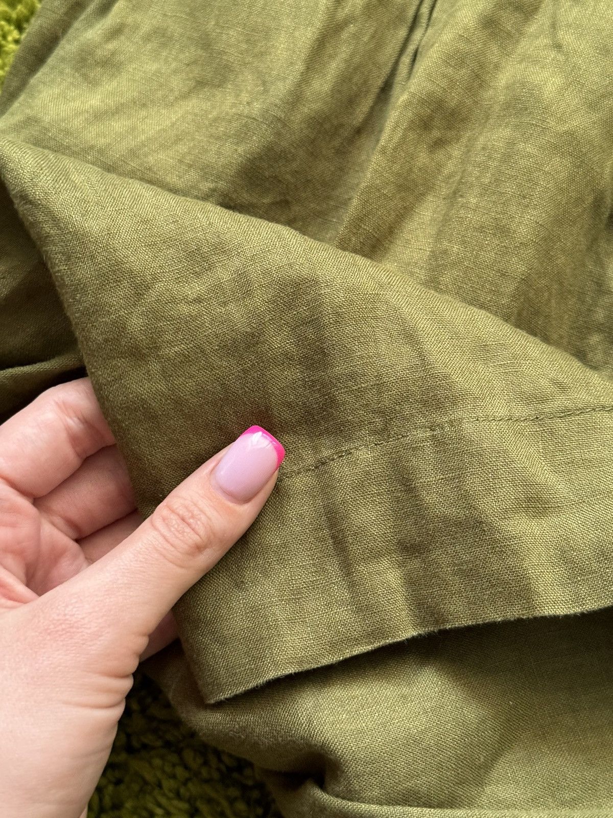 Designer Gudrun Sjoden 100% linen khaki skirt Size 26" / US 2 / IT 38 - 4 Thumbnail