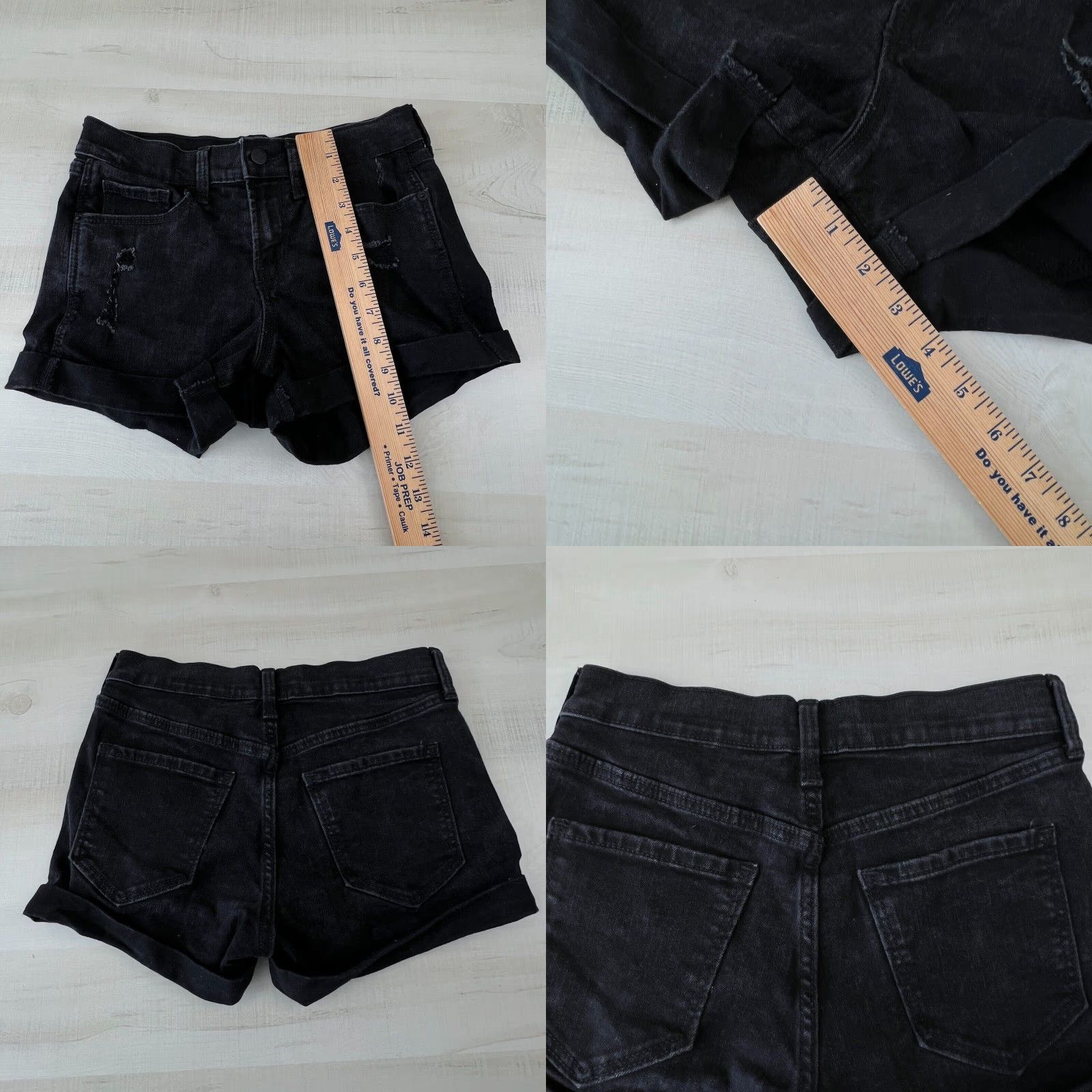 Old Navy Old Navy Womens Boyfriend Jean Shorts 0 Black Distressed Denim Stretch Size 25" / US 0 / IT 36 - 8 Thumbnail