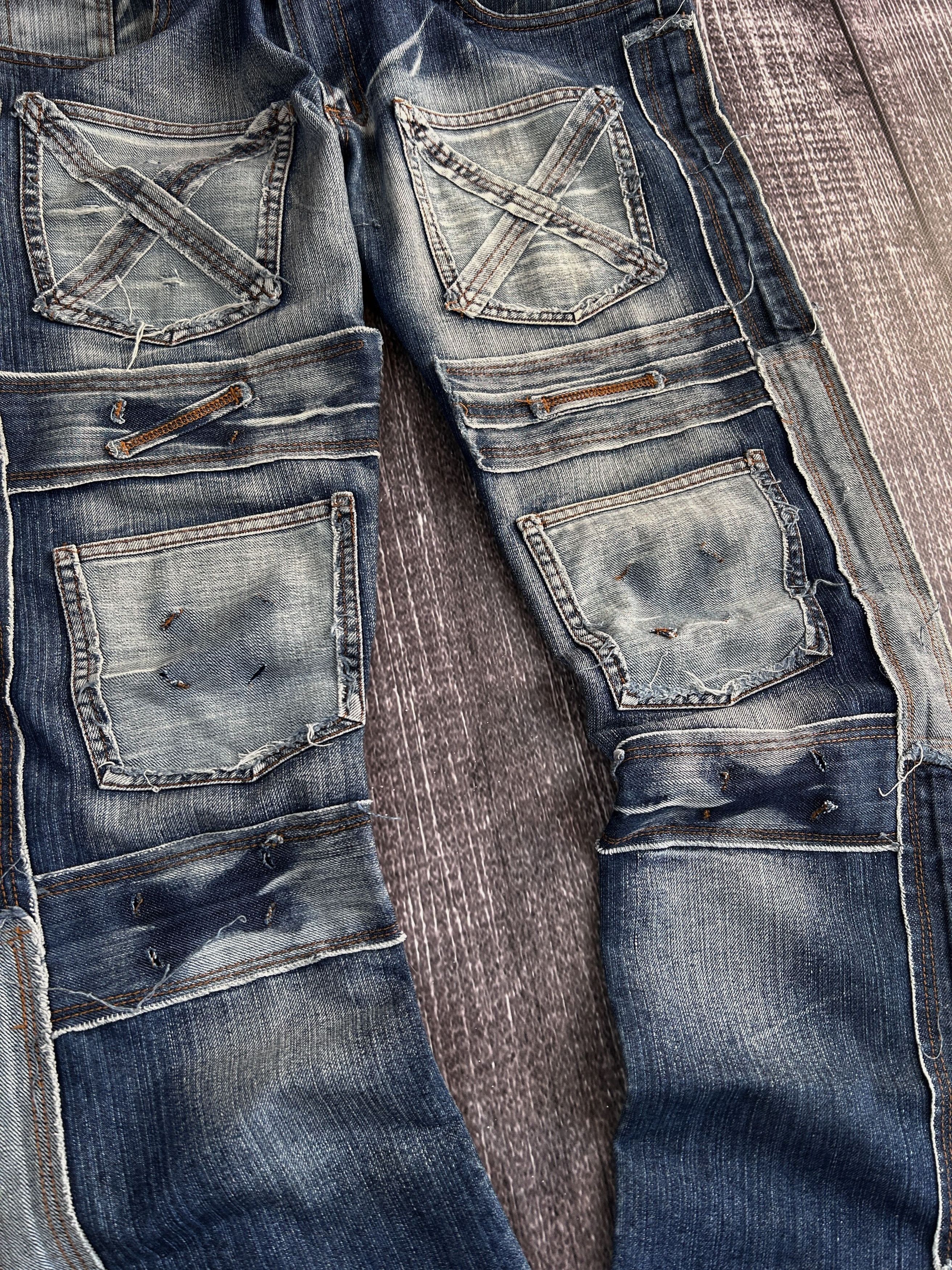 Japanese Brand Vintage Patchwork Distressed Denim Jeans Y2K Grunge Style Size US 34 / EU 50 - 4 Thumbnail