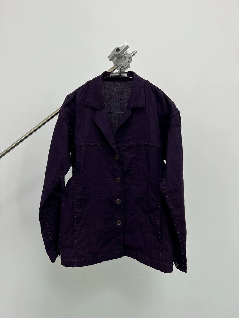 Issey Miyake issey miyake Fringed embroidered dark purple sweater 2503-N Size US M / EU 48-50 / 2 - 1 Thumbnail