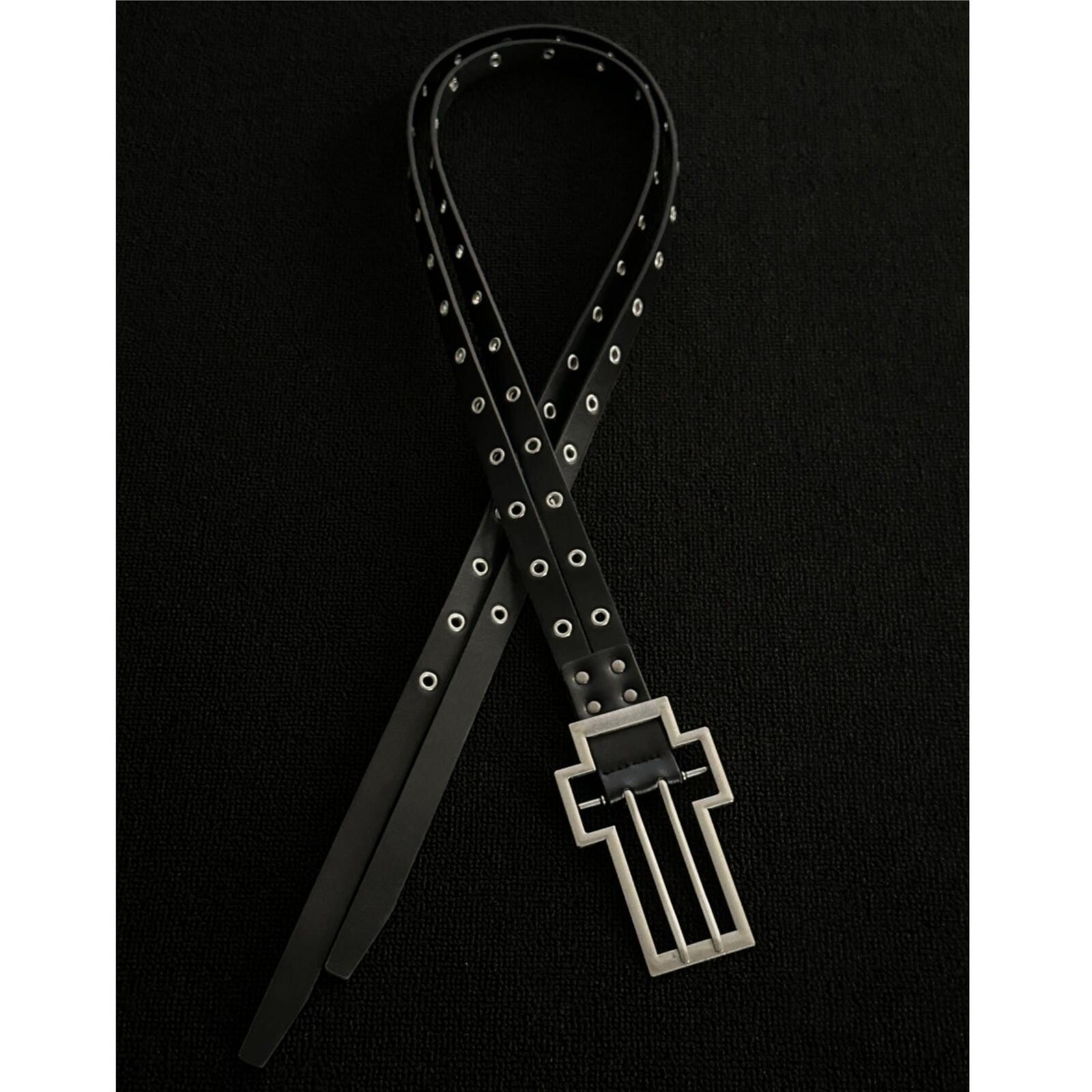 Other Cross Cutout Split Dual Belt | Punk Black Design Size ONE SIZE - 1 Thumbnail
