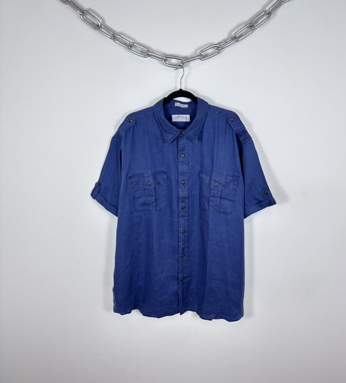 Orvis Vintage Orvis Bush Men’s Blue Linen Short Sleeve Shirt Size US XXL / EU 58 / 5 - 1 Thumbnail